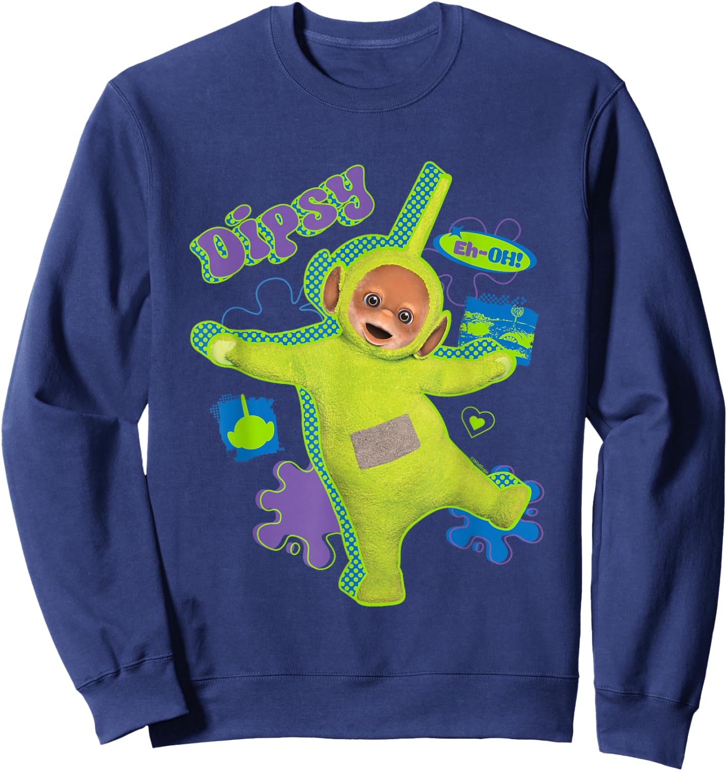 Teletubbies Dipsy Green Neon Retro Sweatshirt - Sweatshirt | Navy