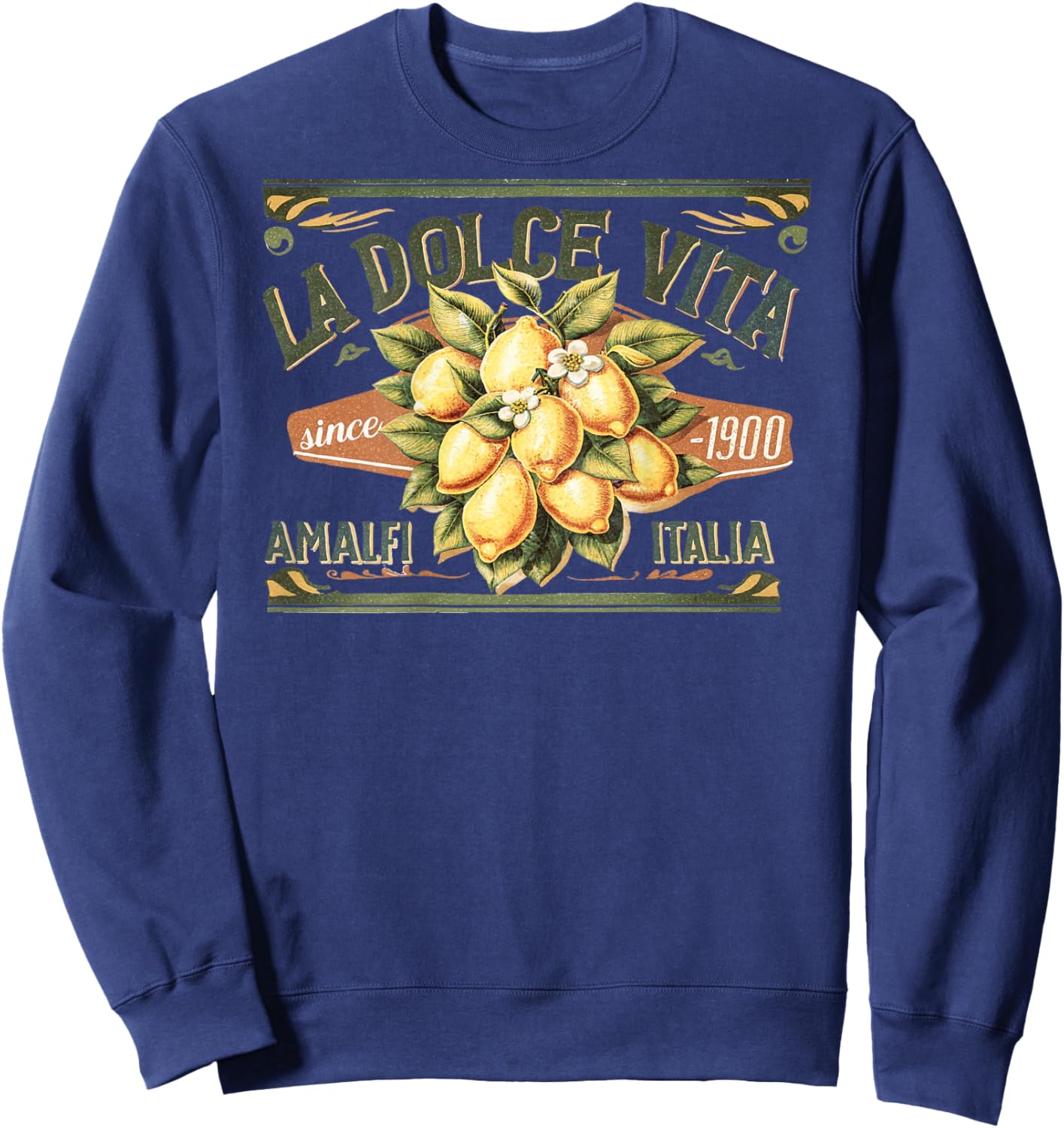 La Dolce Vita – Amalfi Italia Vintage Lemon Label Since 1900 Sweatshirt - Sweatshirt | Navy