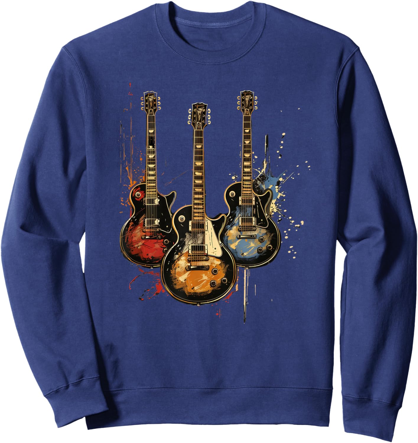 Vintage 3 Guitar Spray Paint Design Sweatshirt - Sweatshirt | Navy