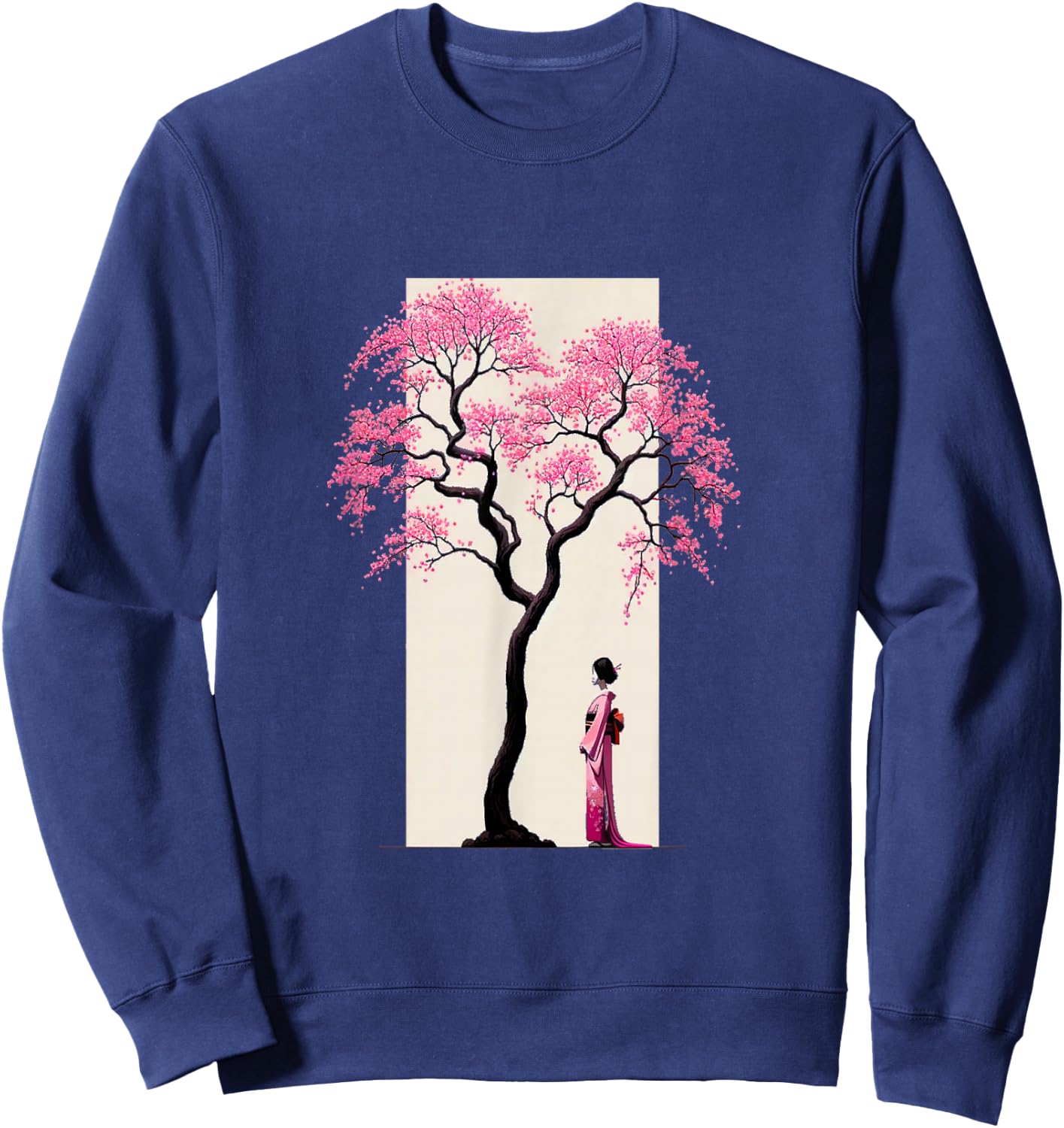 Vintage Japanese Cherry Blossom Shape Sweater , Black, S Sweatshirt - Sweatshirt | Navy