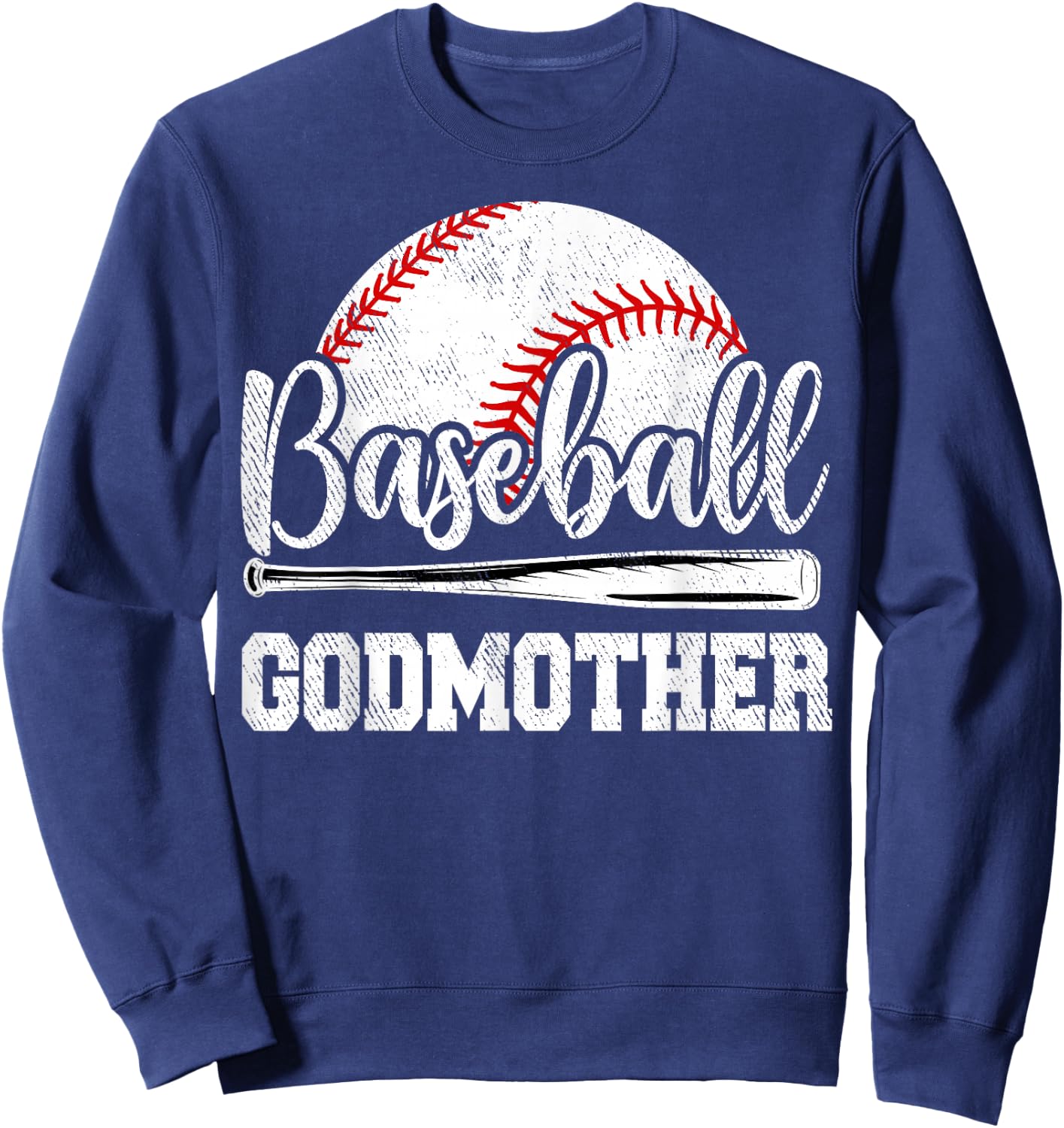 Baseball Godmother Baseball Player Game Day Mother's Day Sweatshirt - Sweatshirt | Navy