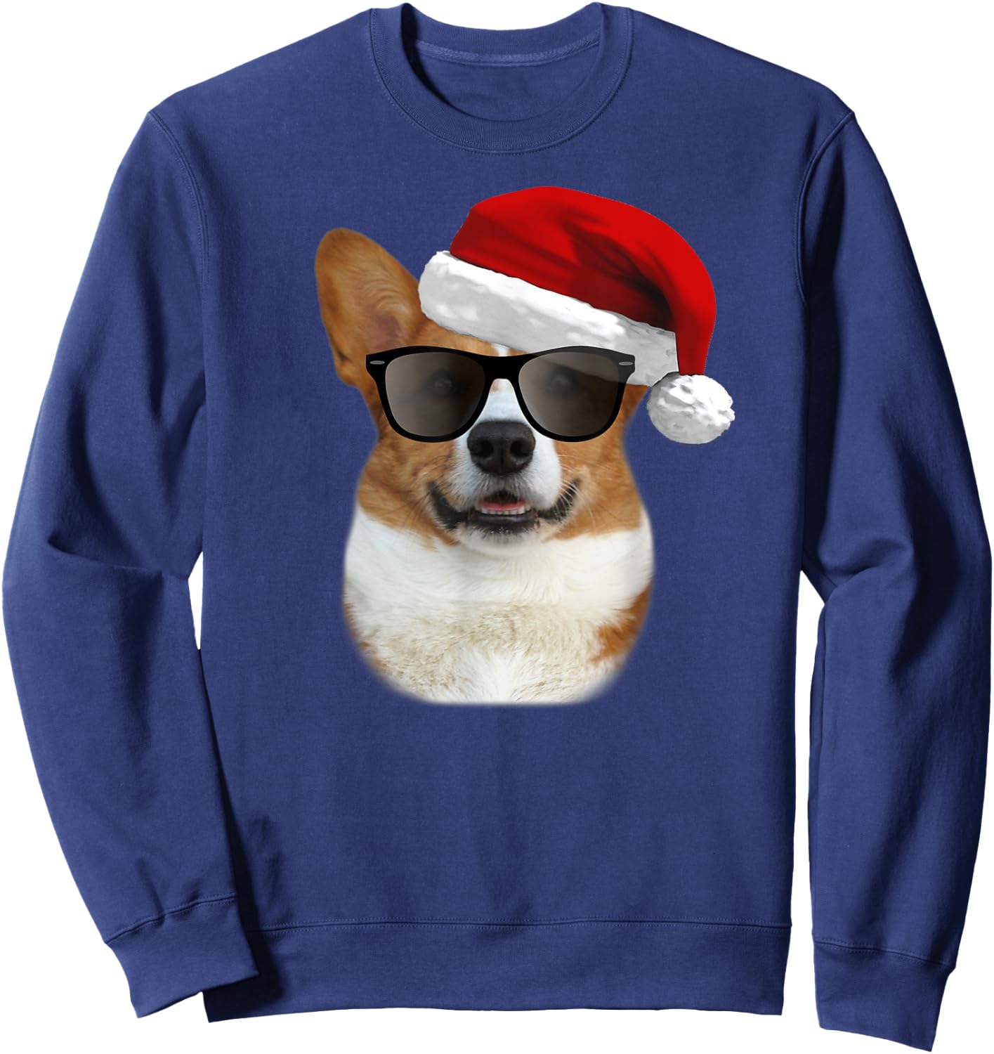 Corgi Christmas Shirt , Men & Kids - Corgi Santa Sweatshirt - Sweatshirt | Navy