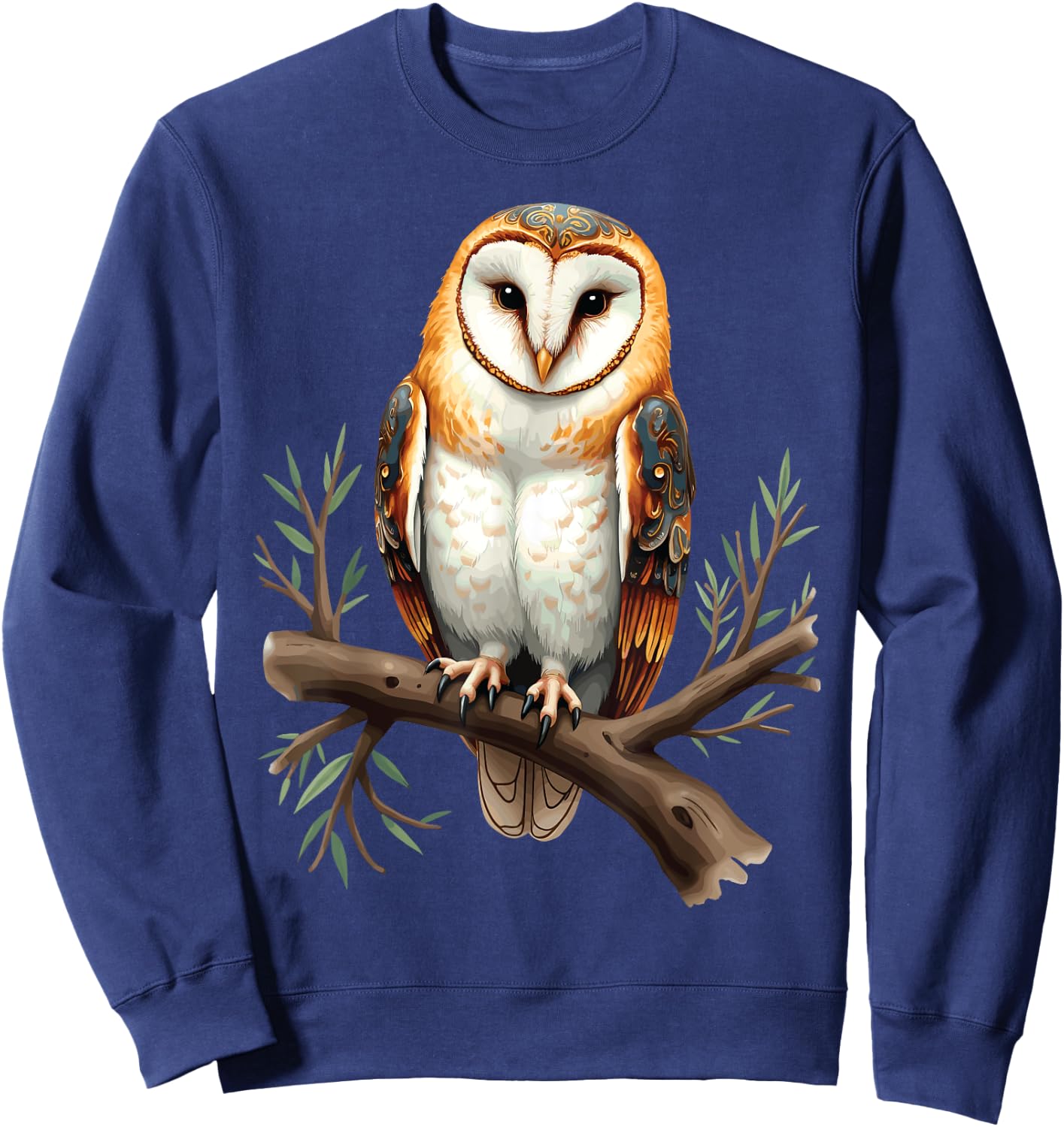 Perched Owl, Owl Illustration Sweatshirt - Sweatshirt | Navy