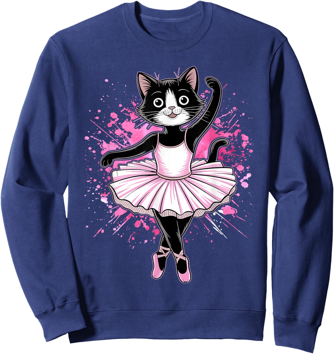 Rahmonty Designs Ballet Cat Lover Dance Recital Funny Black Sweatshirt - Sweatshirt | Navy
