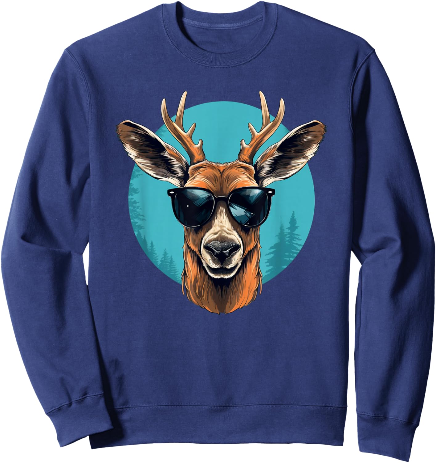 Funny Deer with Sunglasses Costume for Deers Lovers Sweatshirt - Sweatshirt | Navy