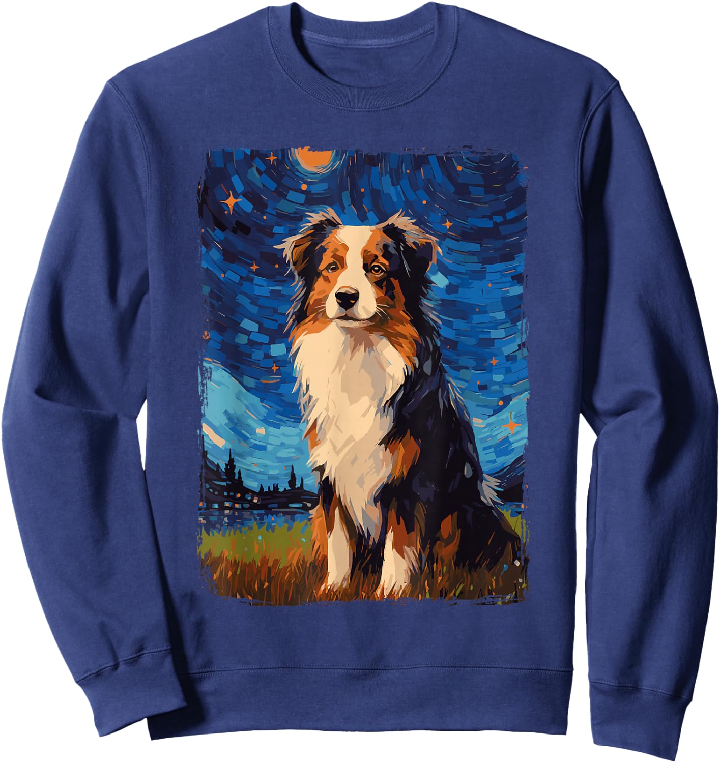 Australian Shepherd Starry Night Aussie Sweatshirt - Sweatshirt | Navy