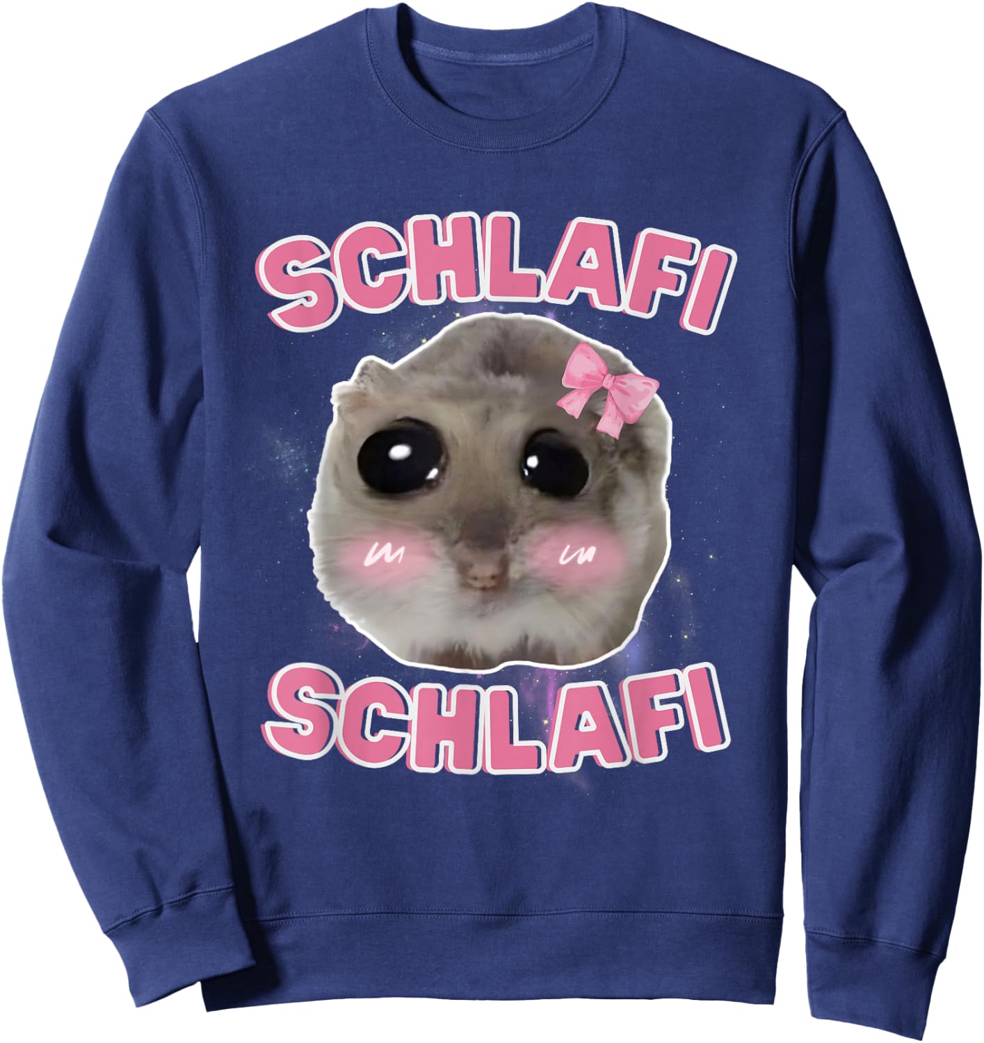 Schlafi Schlafi Funny Hamster Hamster Hamstie Meme Sleep , black Sweatshirt - Sweatshirt | Navy