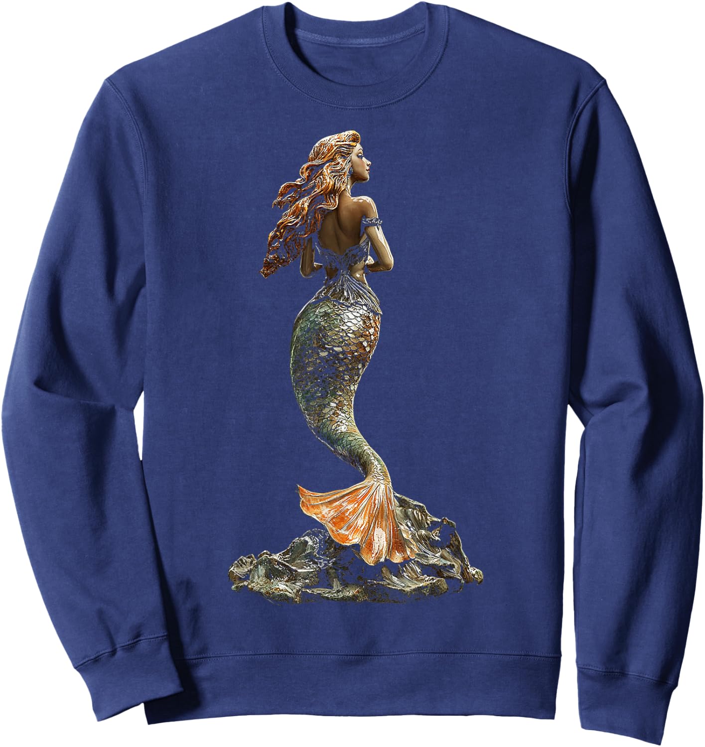 Mermaid Mythical Motif Fantasy Art Mermaid Sweatshirt - Sweatshirt | Navy