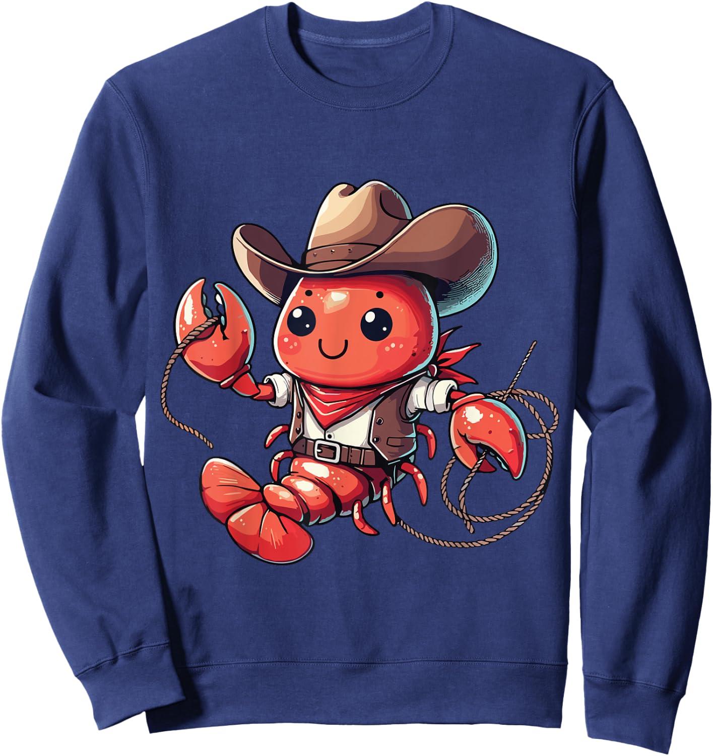 Western Rodeo Cowboy Outfit Hat Lobster Texas Animals Sweatshirt - Sweatshirt | Navy