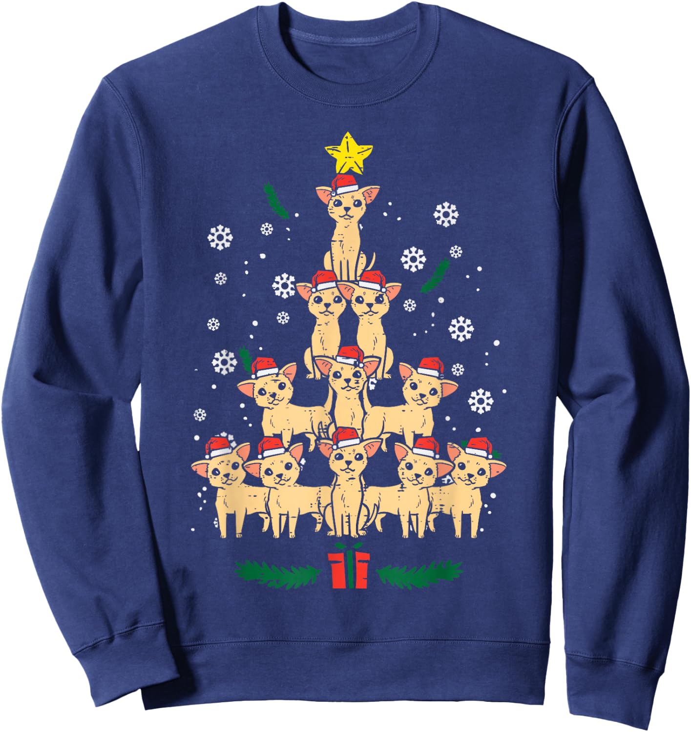 Chihuahua Christmas Tree Chiwawa Dog Xmas Women Sweatshirt - Sweatshirt | Navy