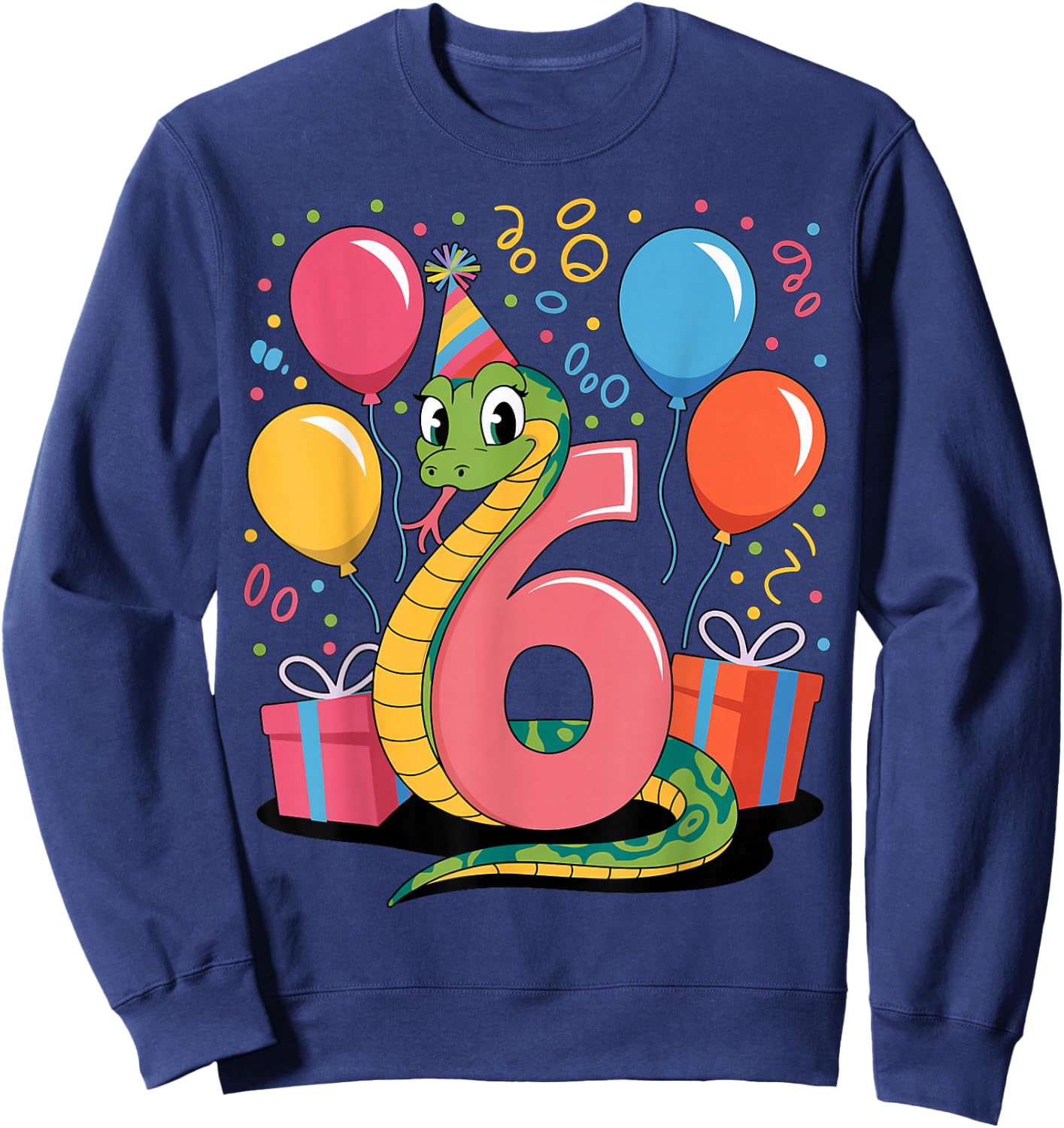 Snake 6th Birthday for Boy Girl 6 Years Old Sixth Snake Sweatshirt - Sweatshirt | Navy