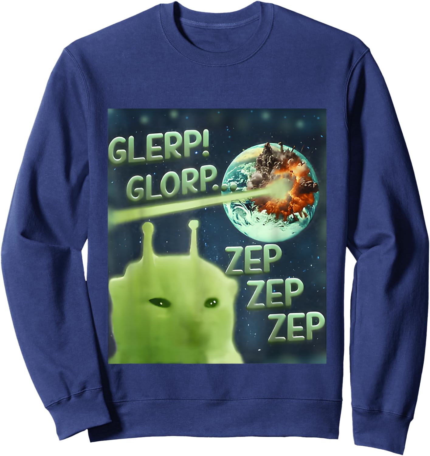 Glerp Glorp Funny Alien Cat Meme, Brainrot , Costume Sweatshirt - Sweatshirt | Navy