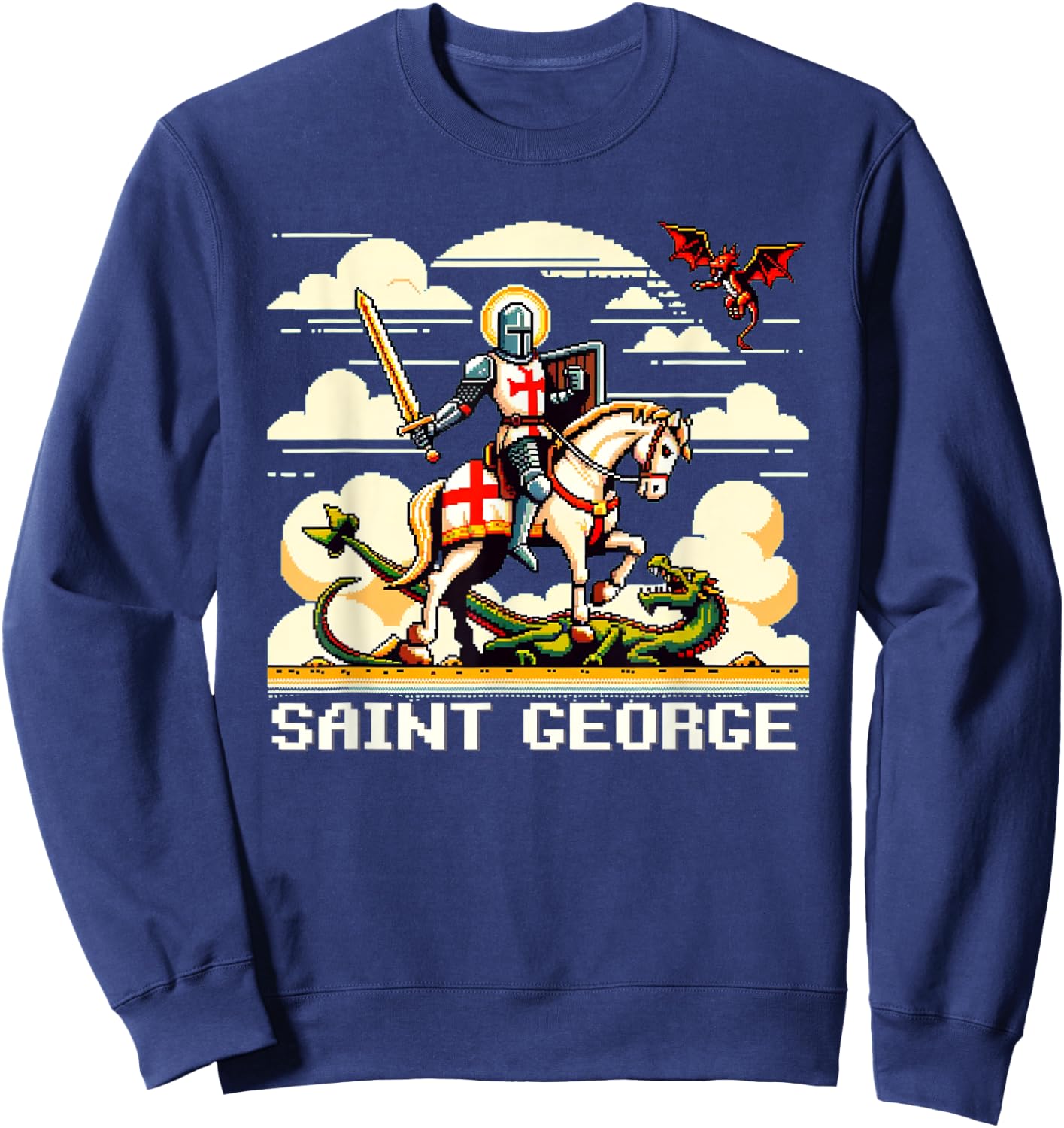 Saint George and the Dragon England Catholic Video Game Sweatshirt - Sweatshirt | Navy