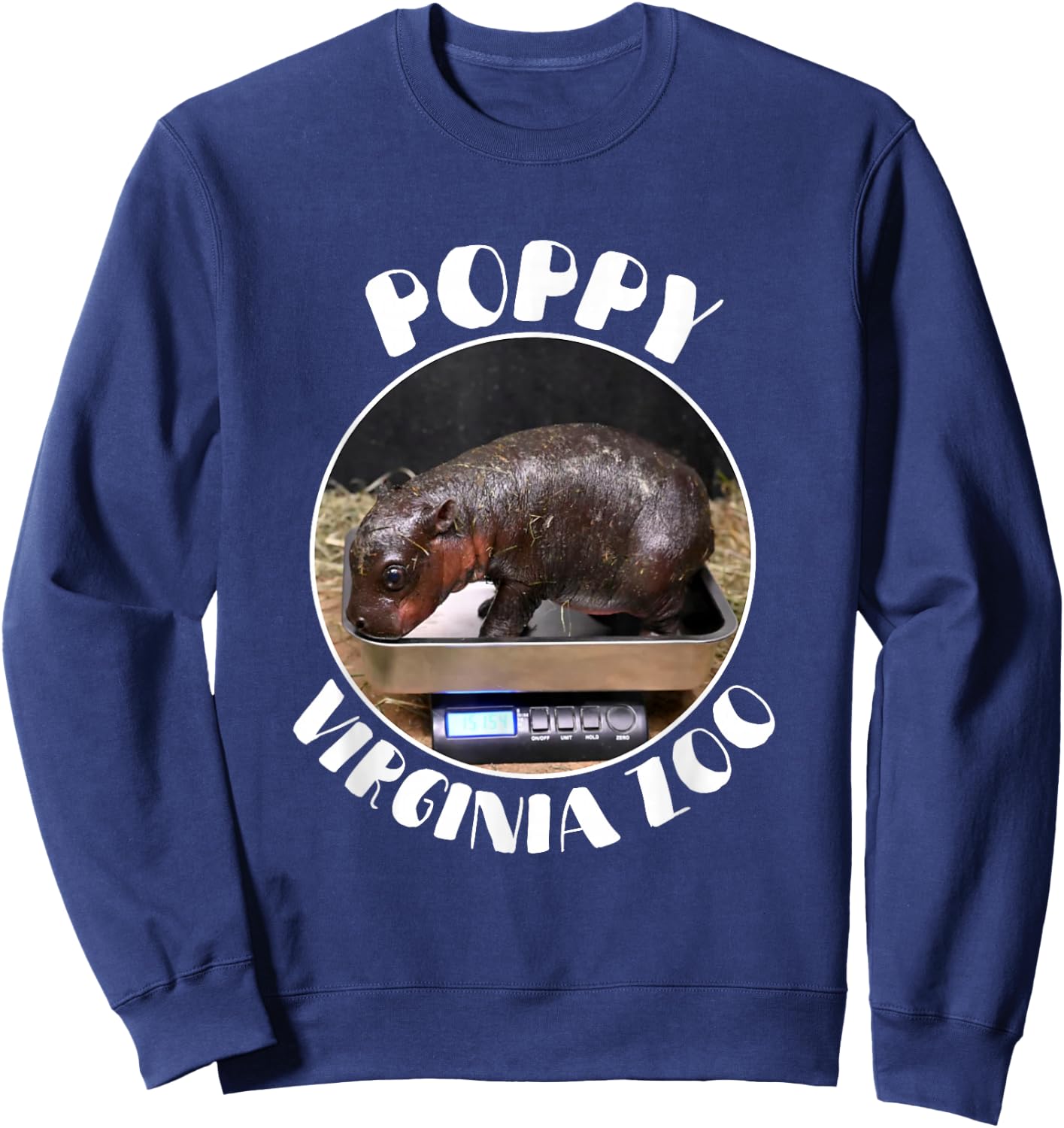Poppy Virginia Zoo Pygmy - The Cute Baby Hippo Sweatshirt - Sweatshirt | Navy