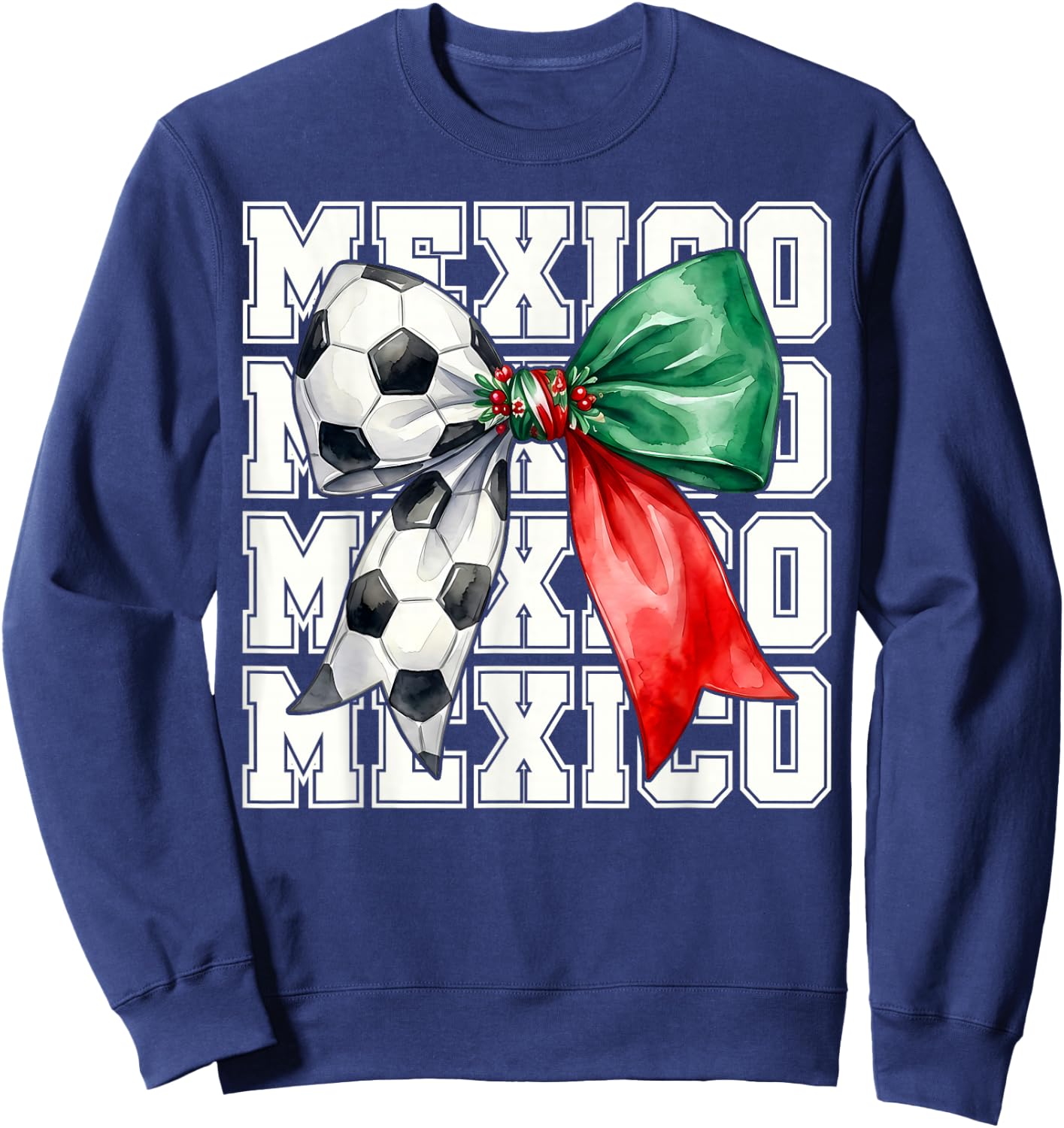 Mexico Coquette Bow Mexican Flag Vintage Pride Men Women Kid Sweatshirt - Sweatshirt | Navy