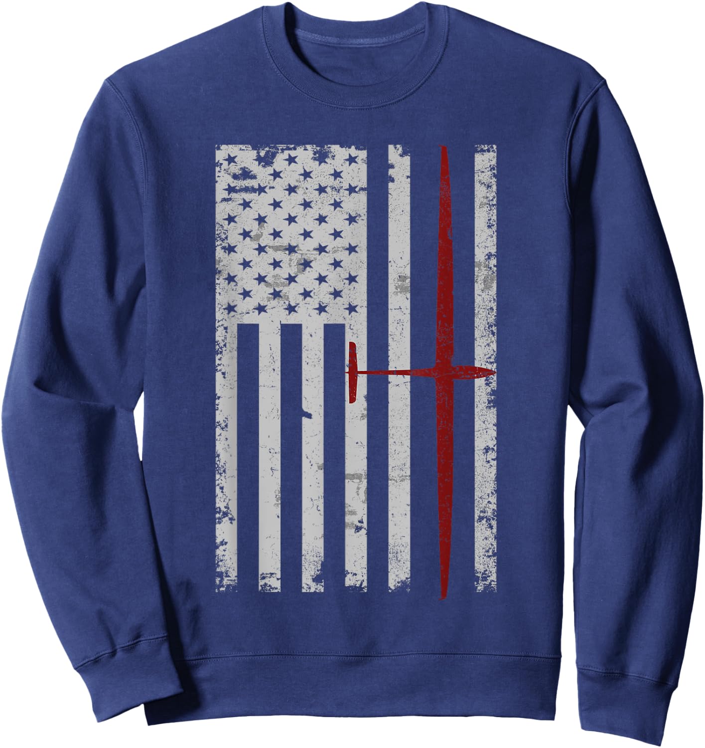 Glider Sailplane Pilot Patriotic Flag Soaring Sweatshirt - Sweatshirt | Navy