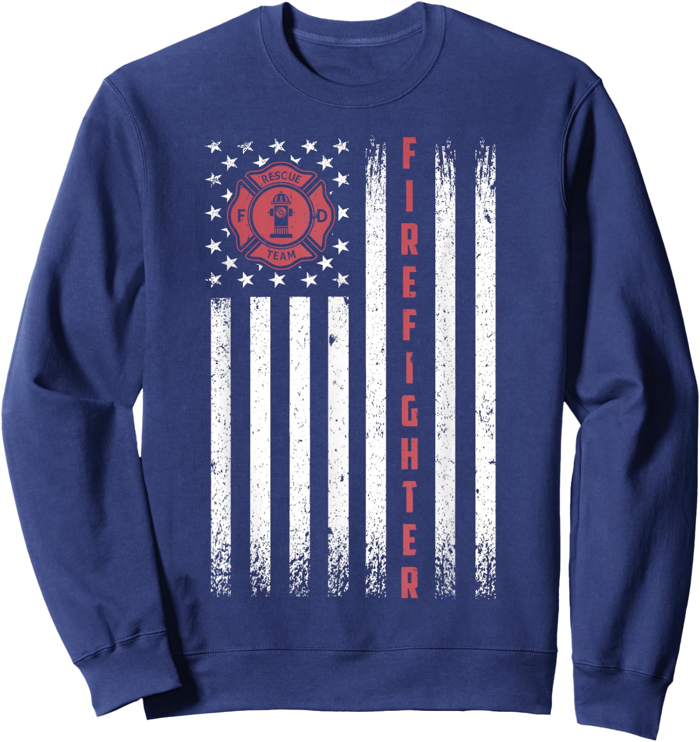 Firefighter Patriotic Usa American Flag Sweatshirt - Sweatshirt | Navy