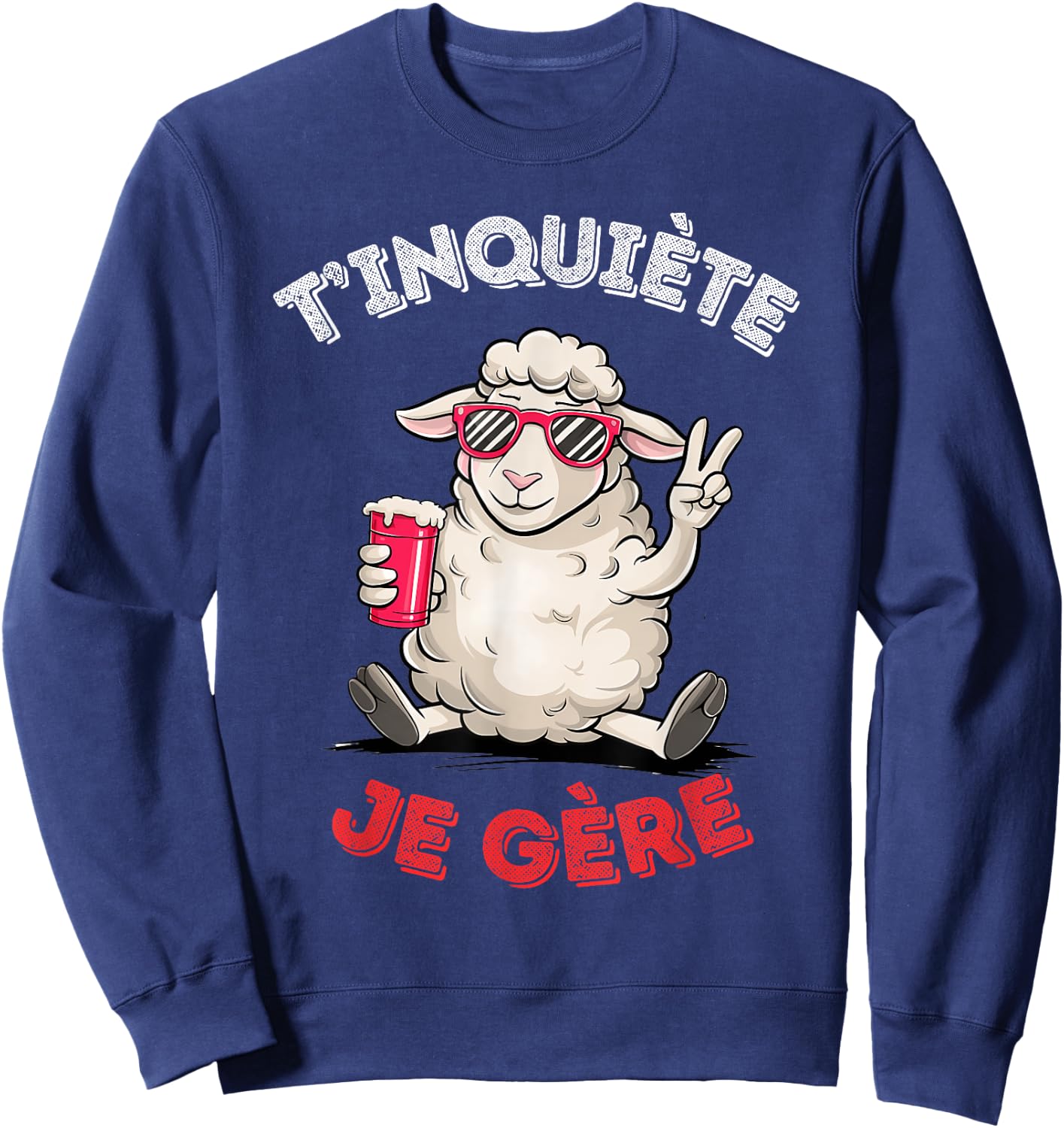 Mouton Accessory Humour Beer Aperitif T'inquiète Je Gère Sweatshirt - Sweatshirt | Navy