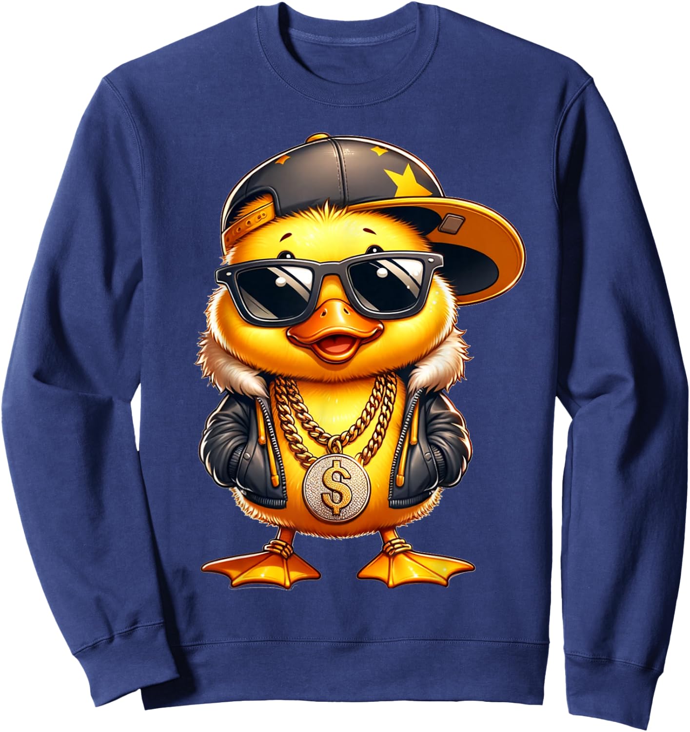 Entchen Designer Designs Cute Duckling Rapper , Children, Men, Women, Black, S Sweatshirt - Sweatshirt | Navy