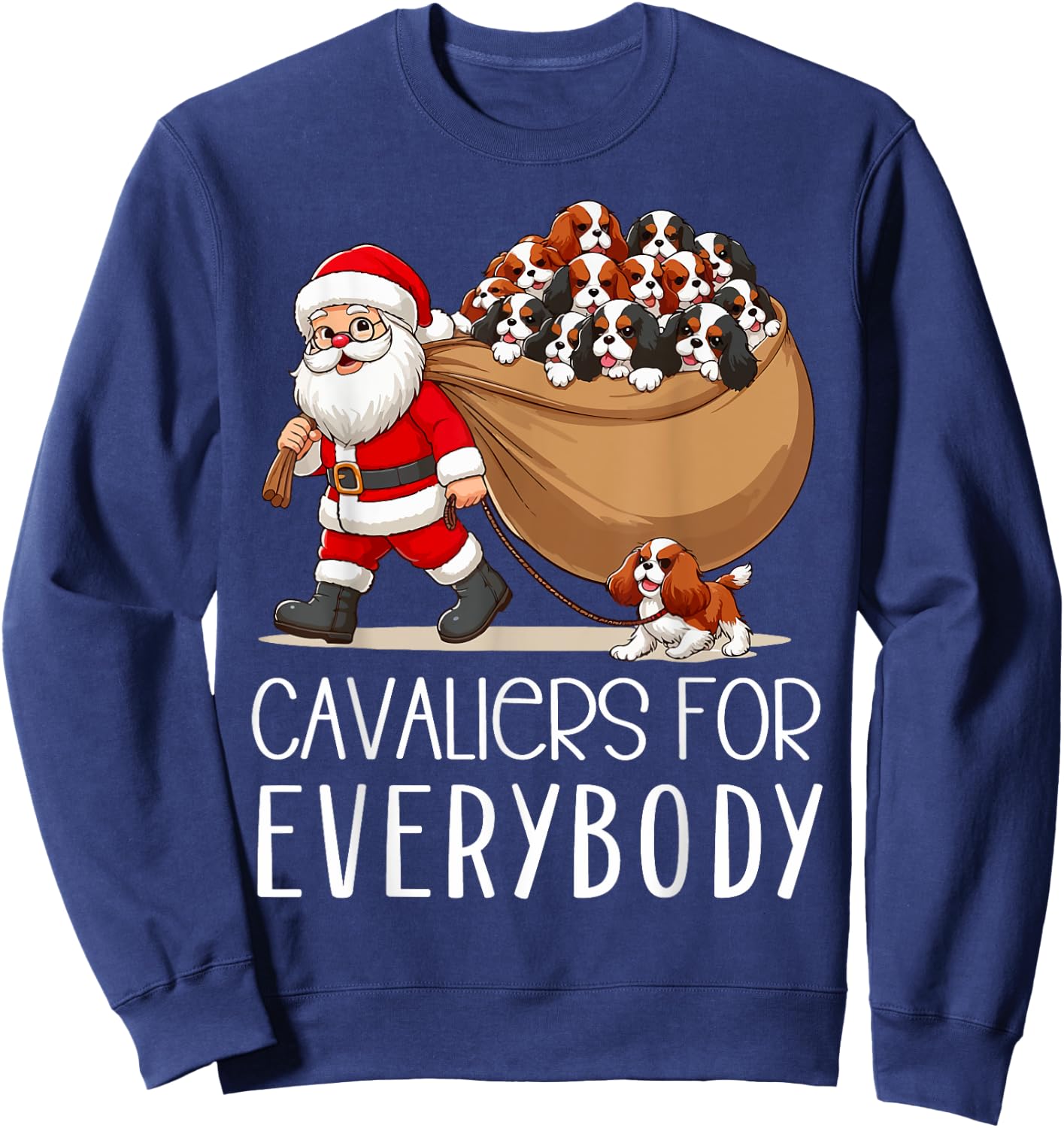 Cavalier King Charles Spaniel Christmas Funny Cavalier Dog Women Kids Sweatshirt - Sweatshirt | Navy