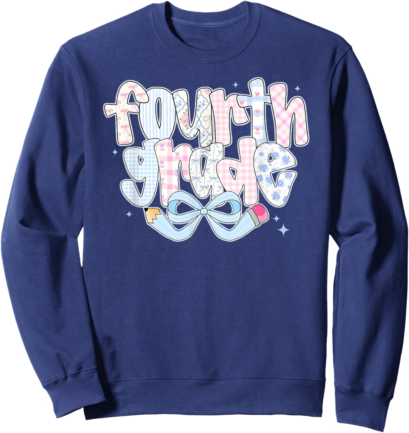 Preppy Fourth Grade Back To School Coquette 4th Grade Sweatshirt - Sweatshirt | Navy