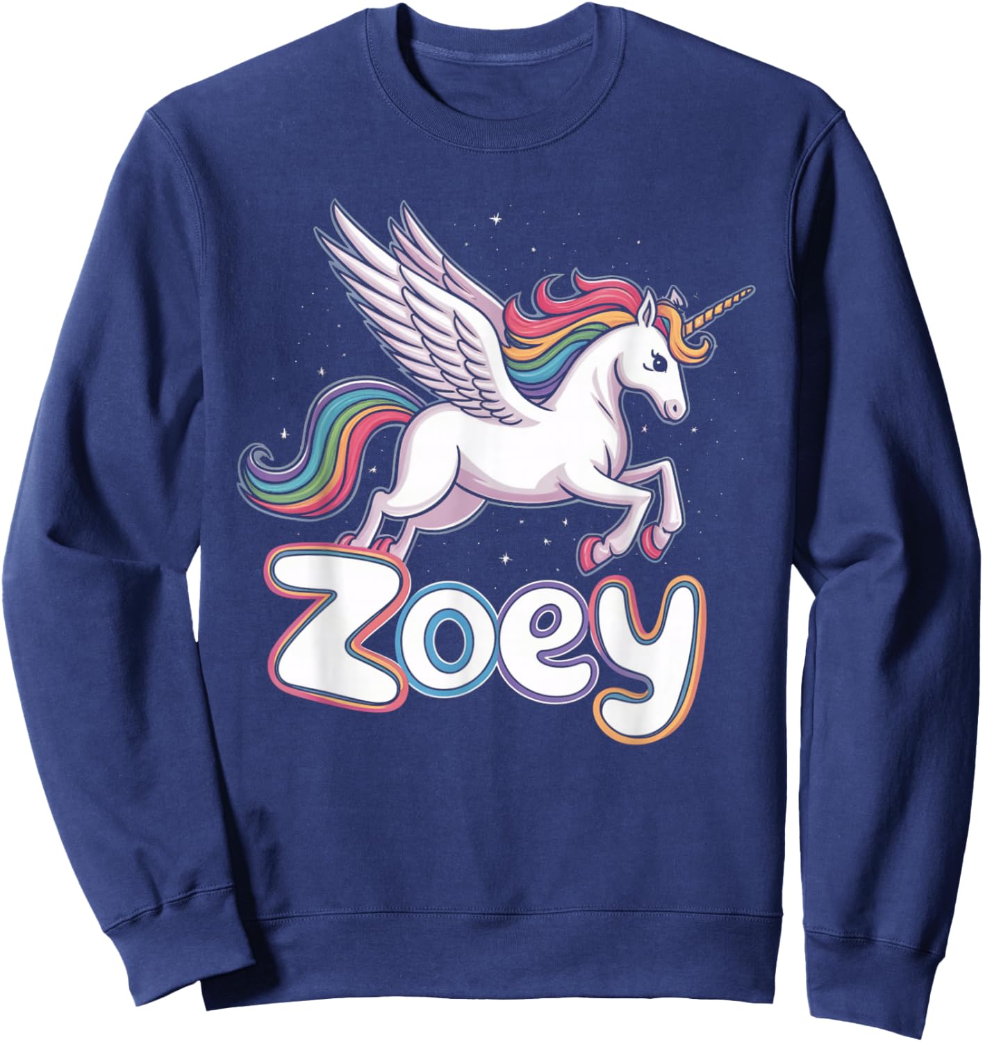 Magical Zoey Unicorn Girl First Name Design Sweatshirt - Sweatshirt | Navy