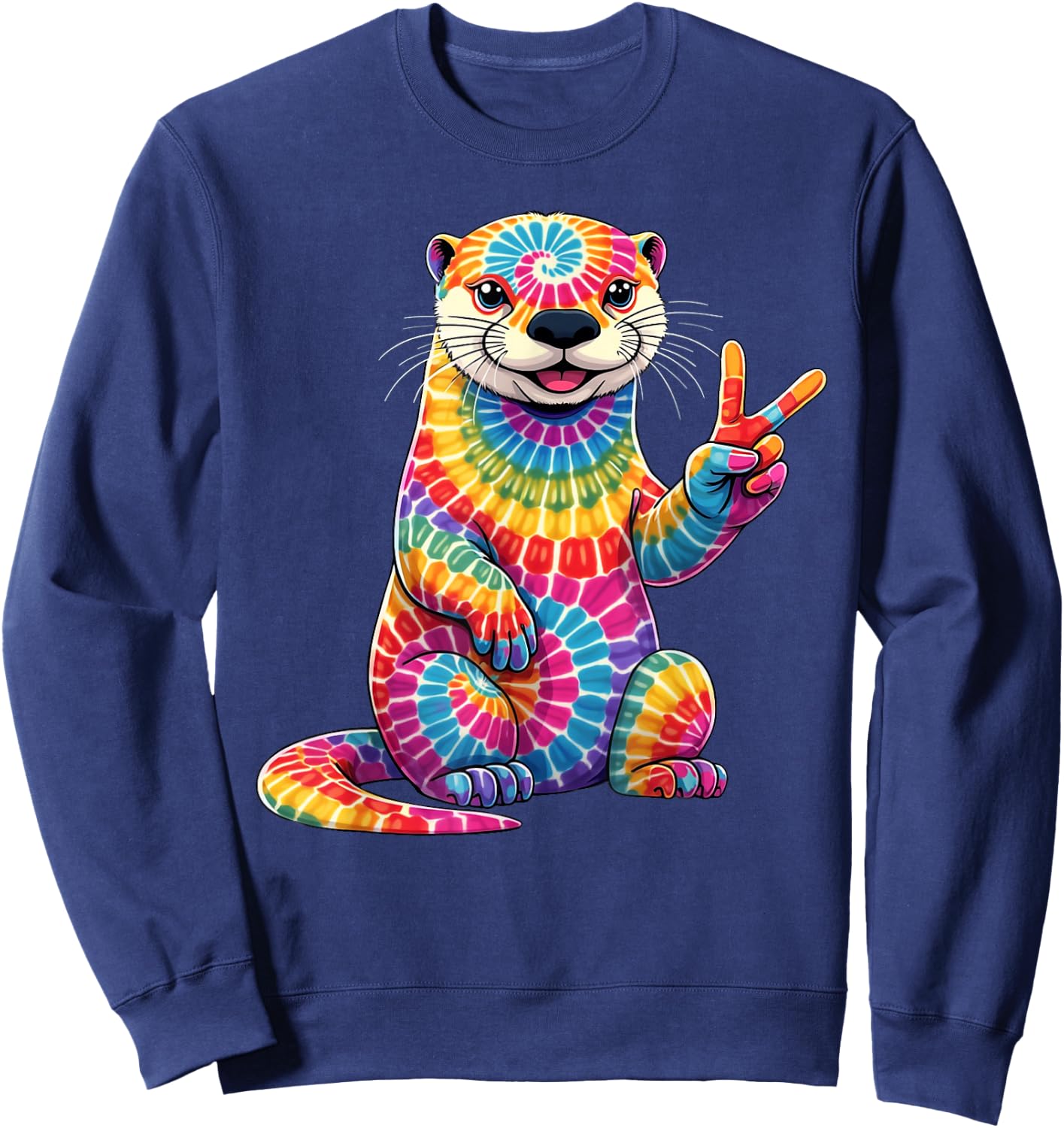 Tie Dye Otter Colorful Hippie Otter Rainbow Sweatshirt - Sweatshirt | Navy