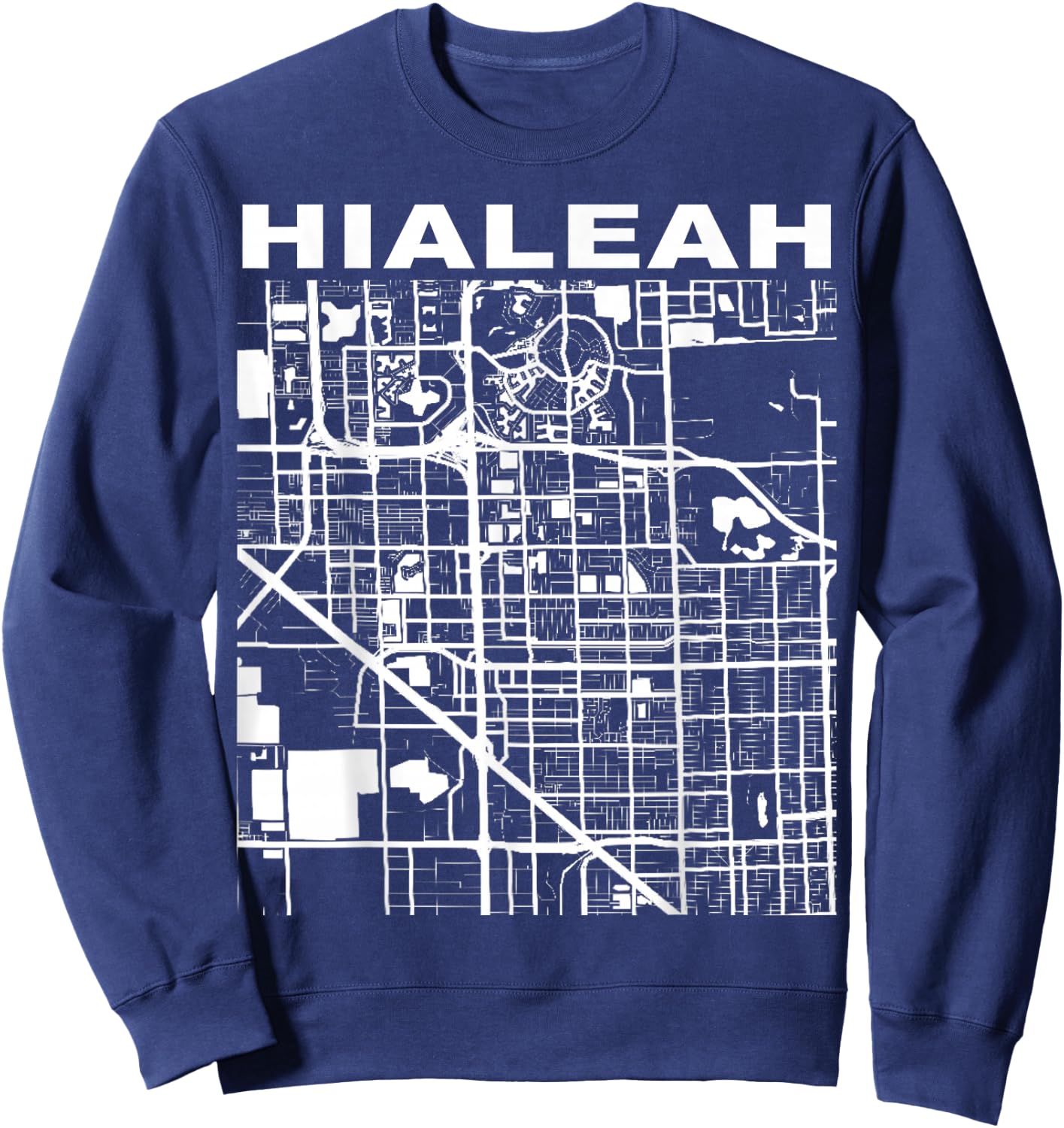 Florida Souvenir Hialeah City Street Map Sweatshirt - Sweatshirt | Navy