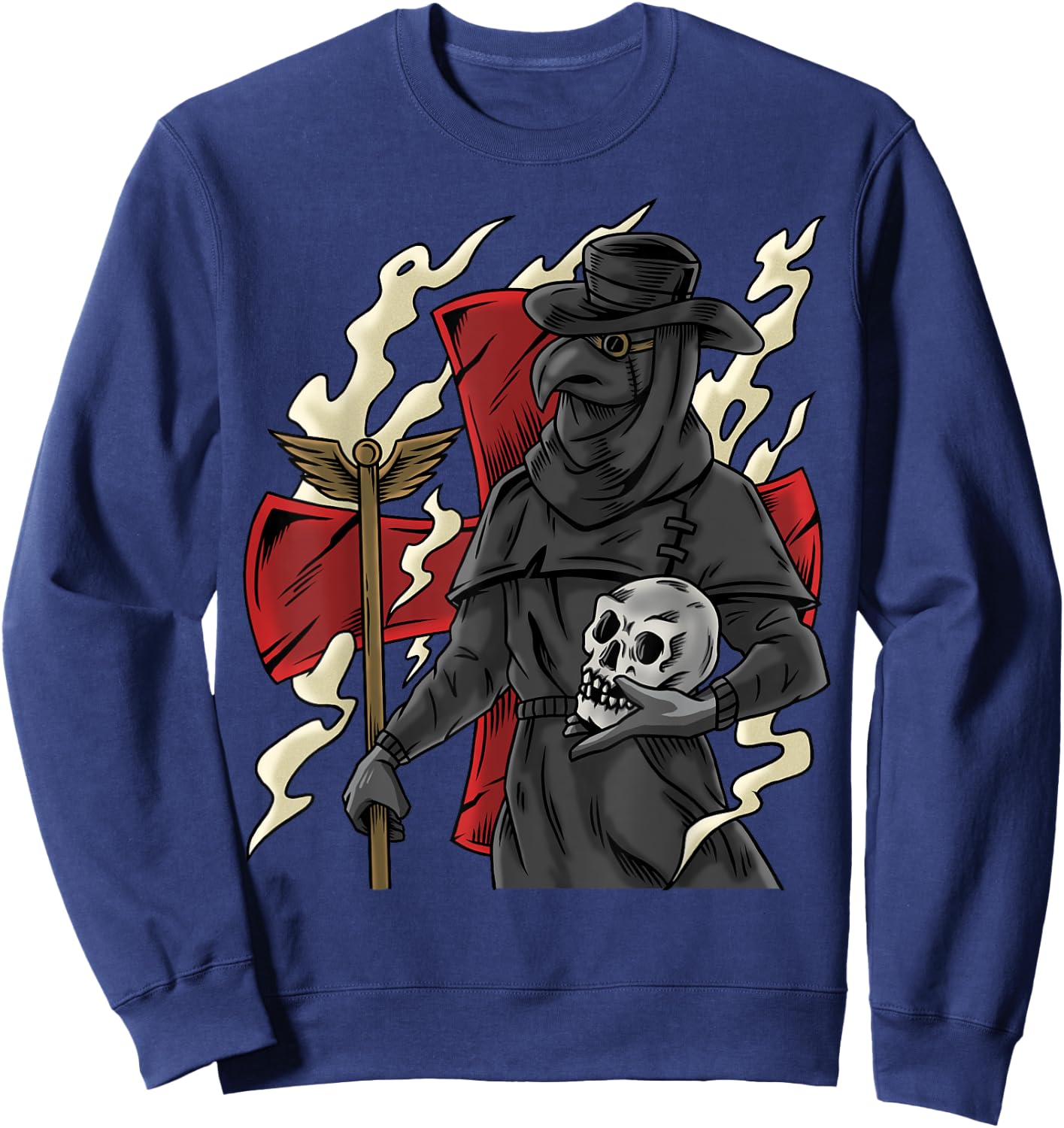 Plague Doctor Goth Skull Occult Black Gothic Steampunk Sweatshirt - Sweatshirt | Navy