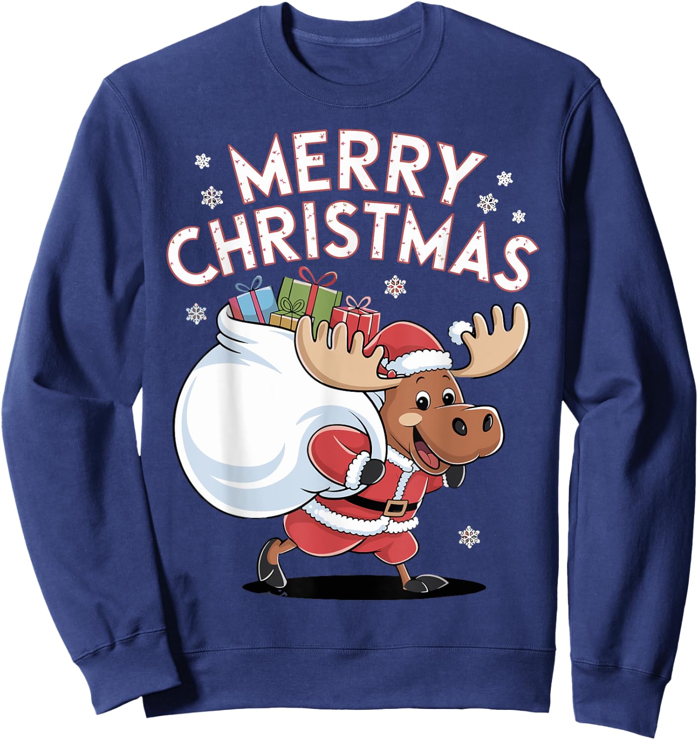 Merry Christmas Moose Sweatshirt - Sweatshirt | Navy
