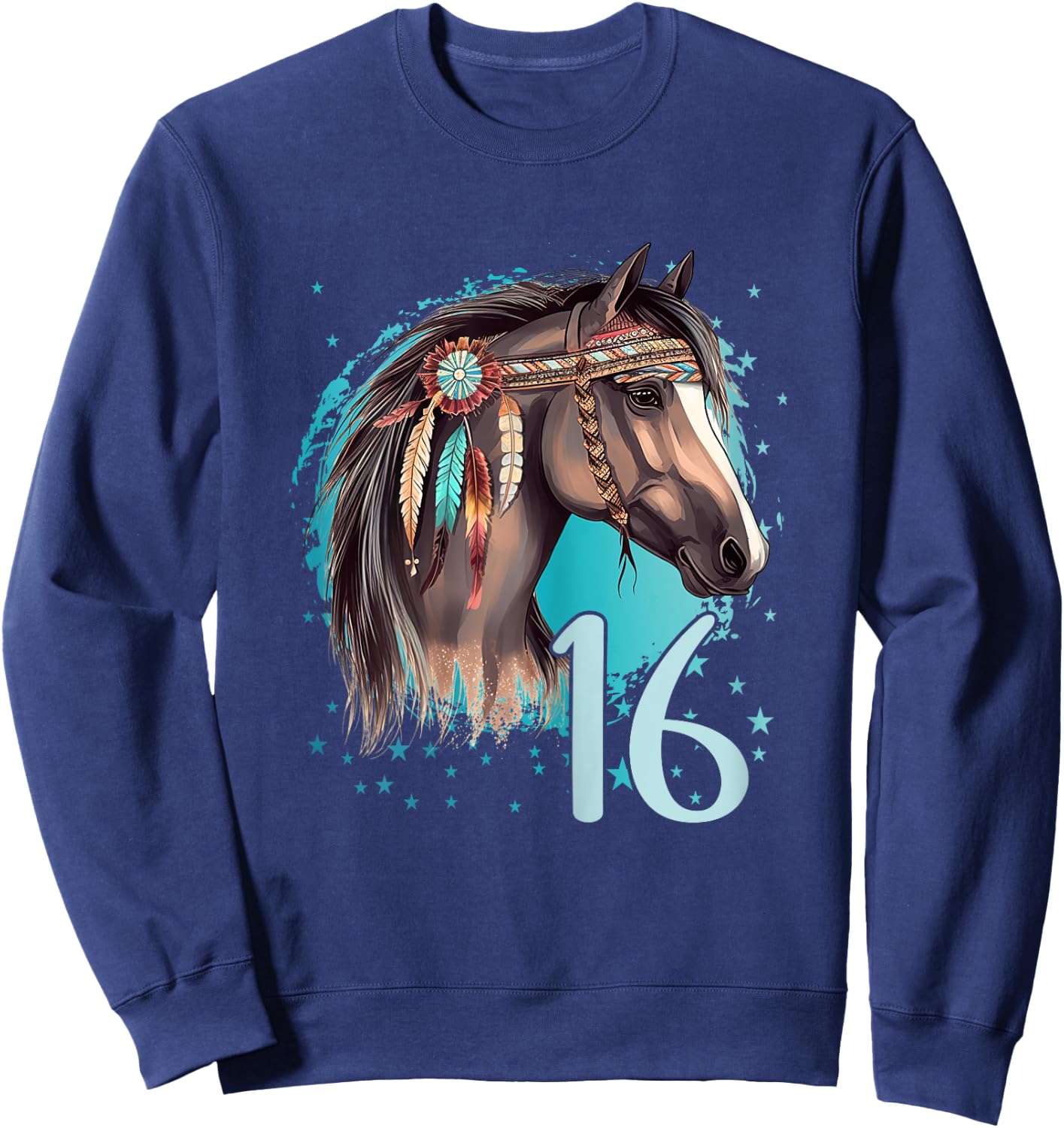 16th Birthday Horse Girl sixteen I Am 16 Birthday Girl Sweatshirt - Sweatshirt | Navy