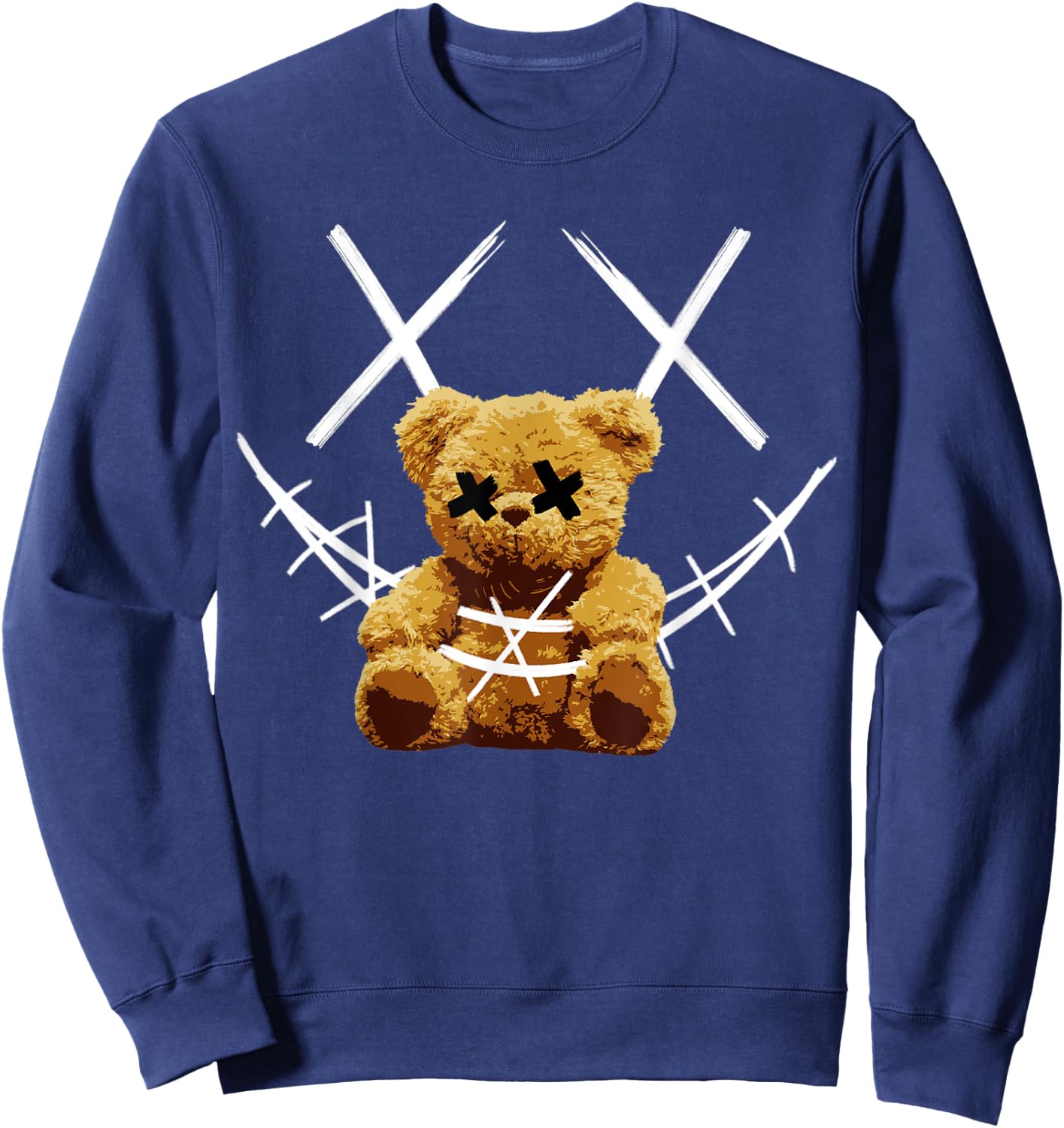 Niedlicher großer Regenbogen-Teddybär mit Stacheldraht-Gesicht Sweatshirt - Sweatshirt | Navy