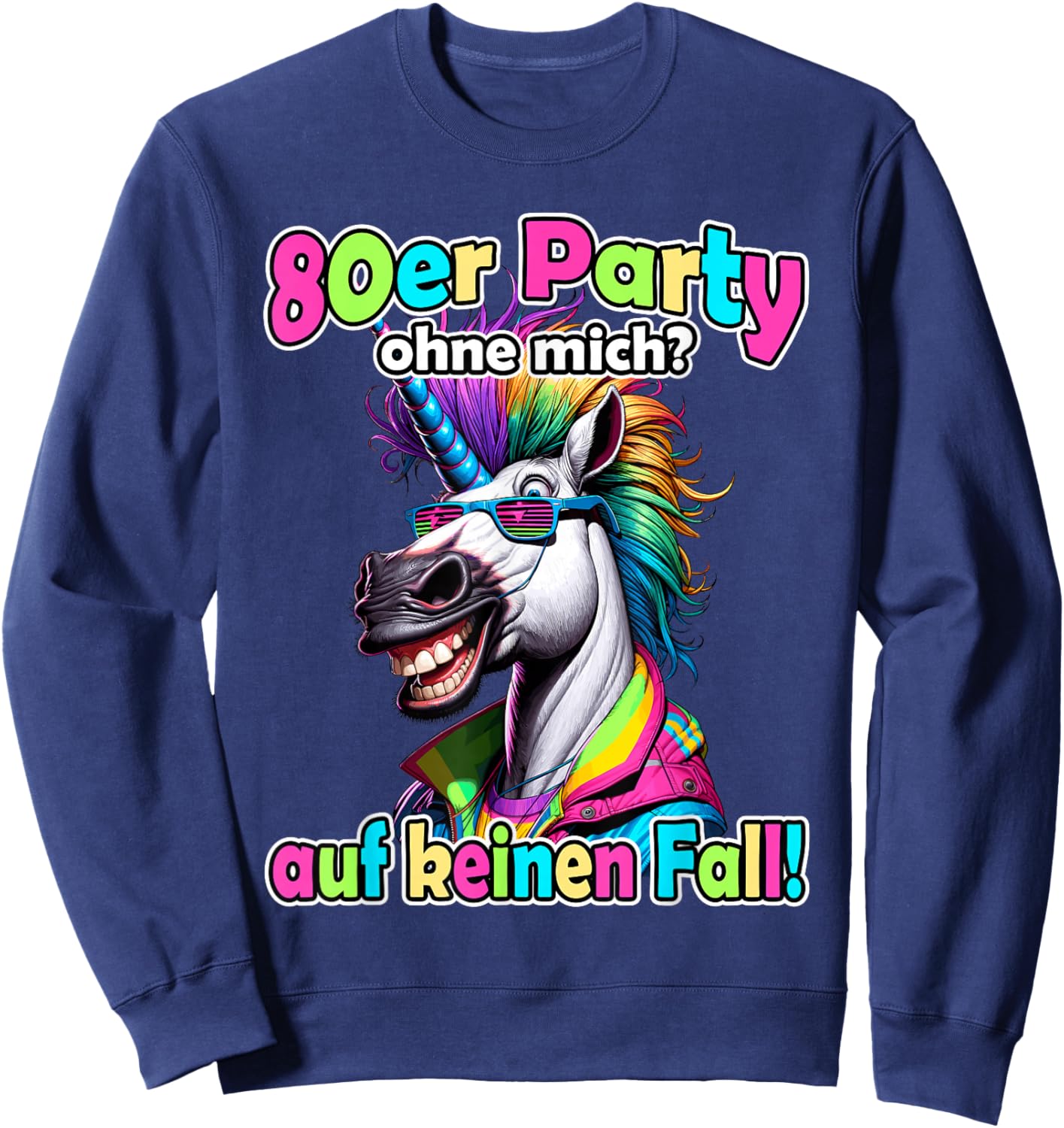80er Jahre Outfit Herren Motto-Party 80er Jahre Outfit Damen Sweatshirt - Sweatshirt | Navy