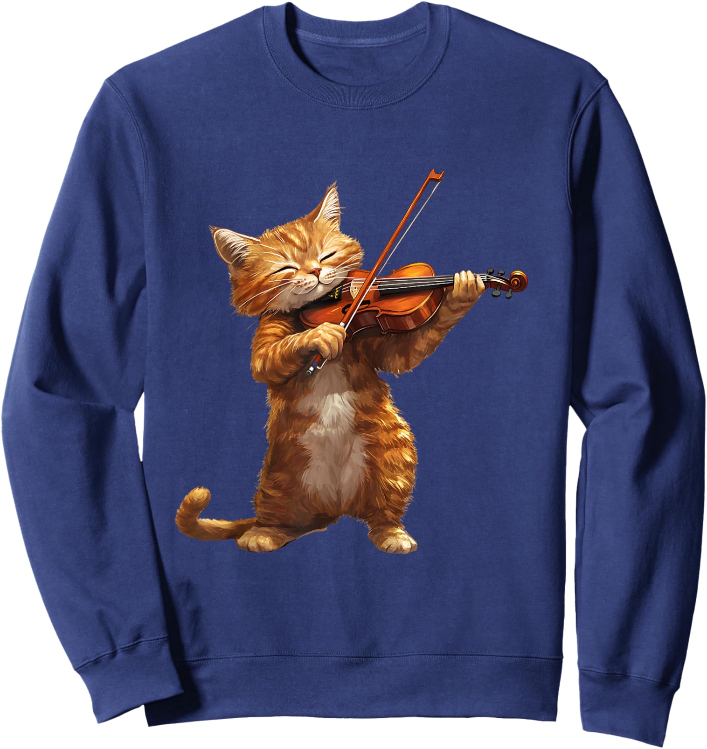 Funny Cat playing Violin for Cat and Violins lovers Music Sweatshirt - Sweatshirt | Navy