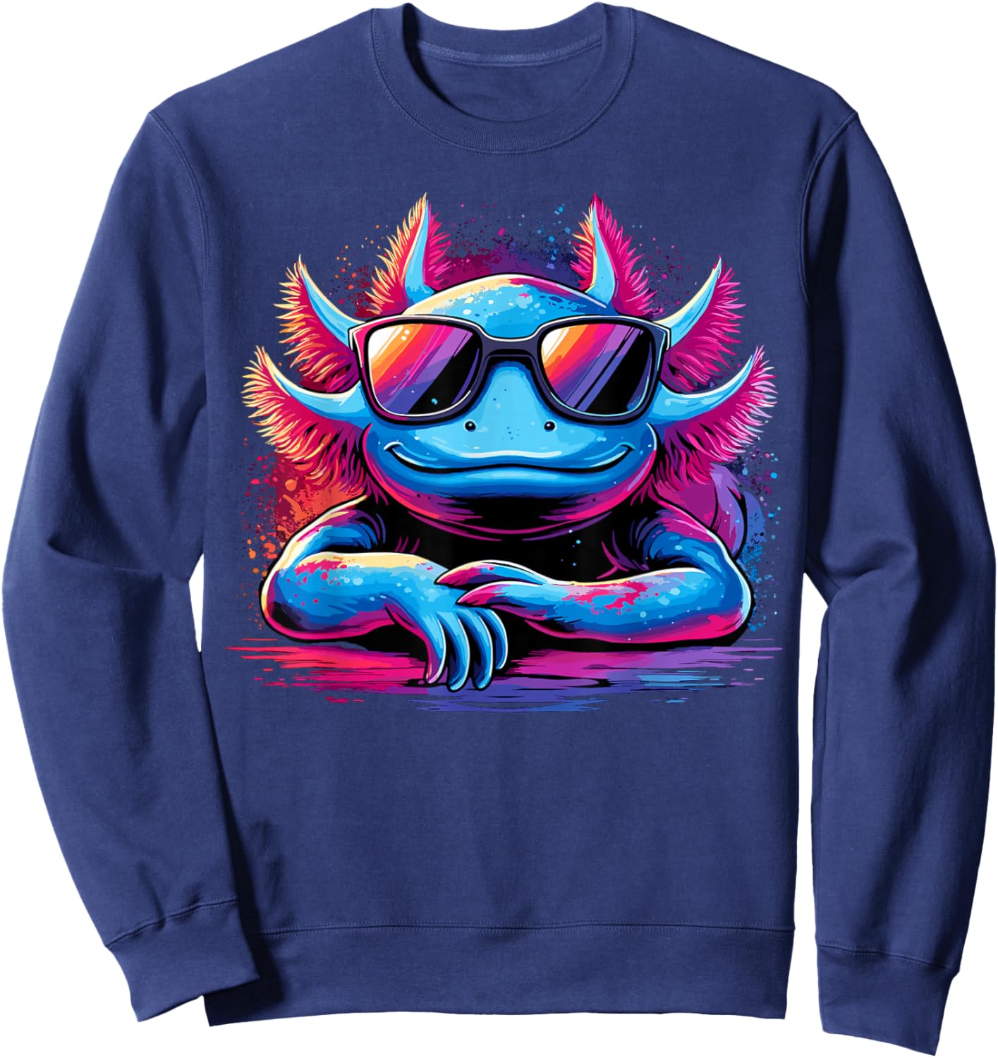 Axolotl Colorful Anime Cute Kawaii Axolotl Sweatshirt - Sweatshirt | Navy