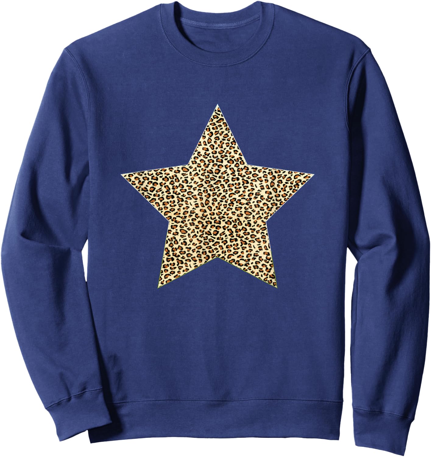 Star Shape - Cute Cheetah Leopard Print Graphic Sweatshirt - Sweatshirt | Navy