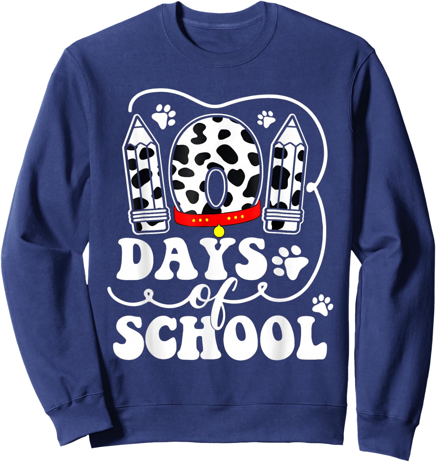 Happy 101 Days School Cute Dog Lover 100 Days Student Kids Sweatshirt - Sweatshirt | Navy