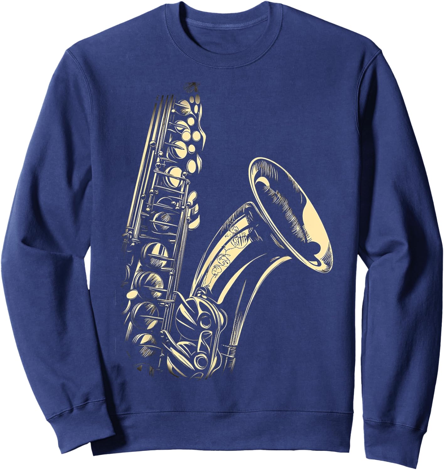 Saxophone Music Instrument Motif Illustration Saxophone Sweatshirt - Sweatshirt | Navy