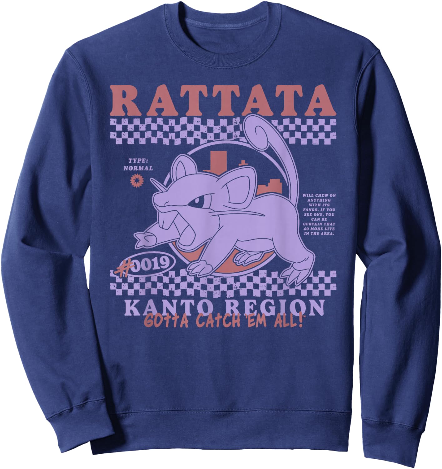 Pokémon Rattata Kanto Region Gotta Catch'em All! #0019 Sweatshirt - Sweatshirt | Navy