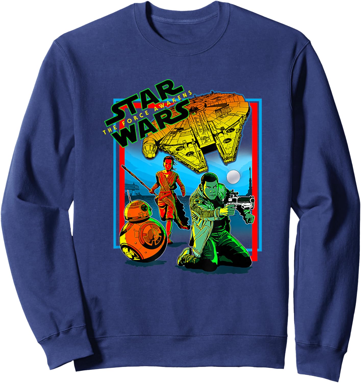 Star Wars The Force Awakens Ray Finn BB-8 Comic Cover Style Sweatshirt - Sweatshirt | Navy