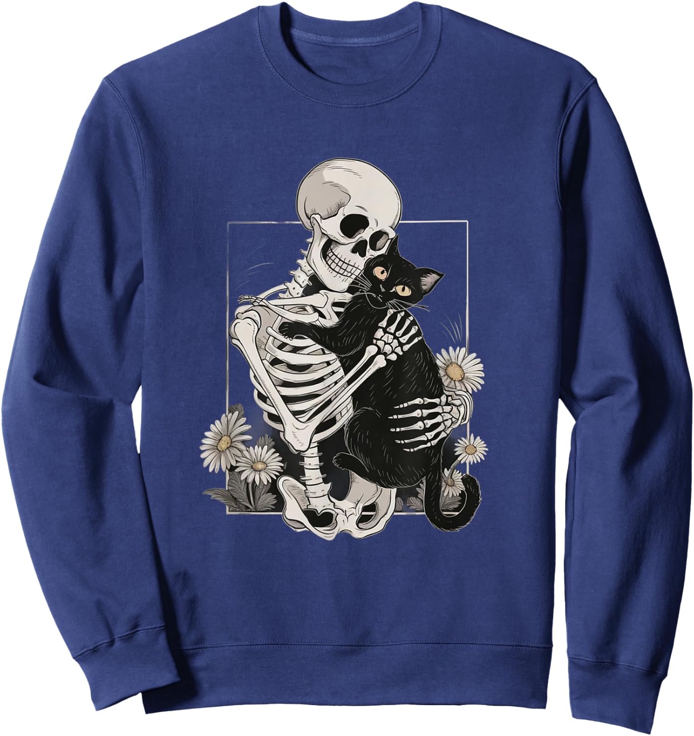 Cat Skull Kitten Cute Skeleton Halloween Men Women Kids Sweatshirt - Sweatshirt | Navy