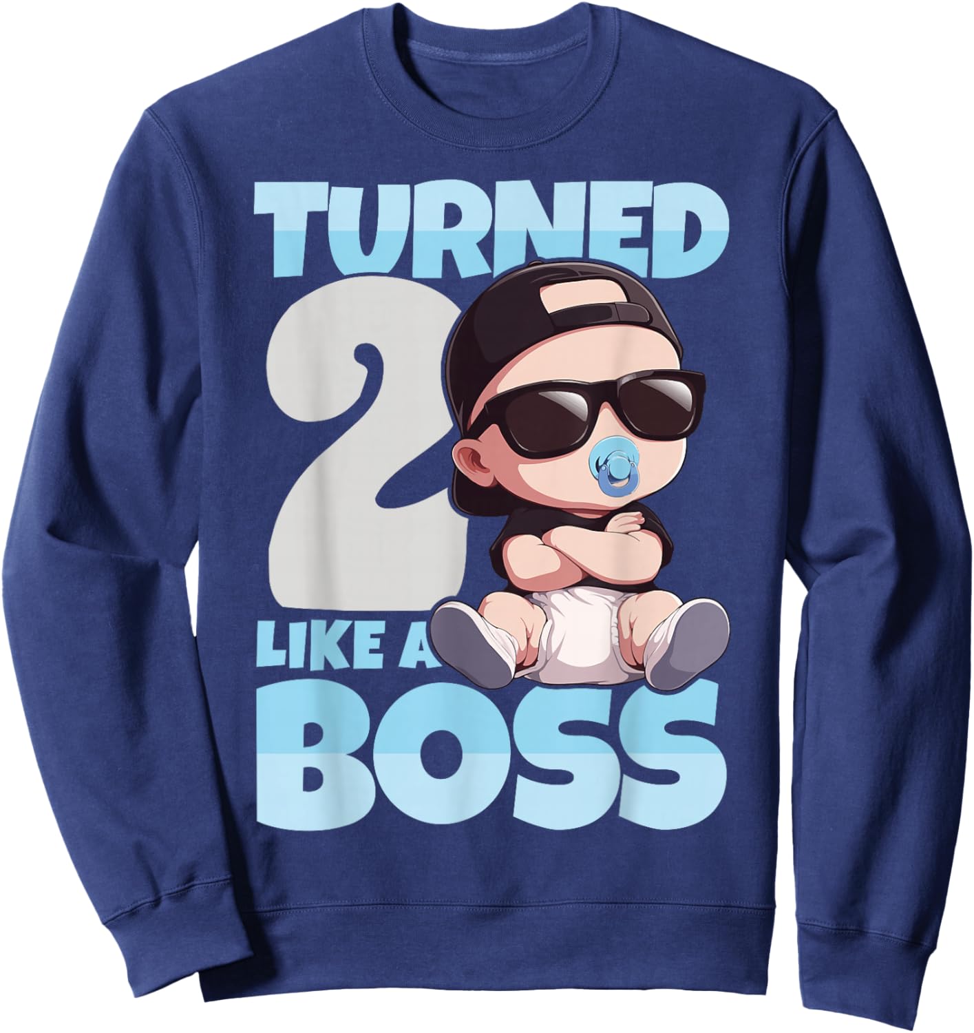 Baby 2nd Birthday Boy Girl 2 Years Like a Boss Kids Sweatshirt - Sweatshirt | Navy