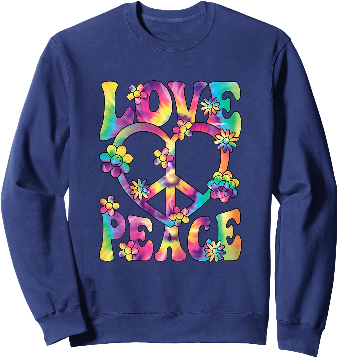 60s 70s Hippie Love Peace Groovy Party Outfit Retro , black Sweatshirt - Sweatshirt | Navy