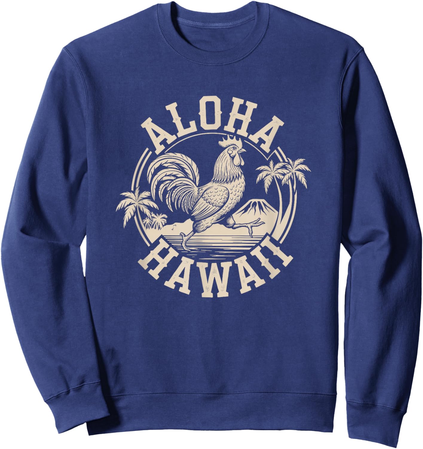 Aloha Hawaii Rooster Running on the Beach Tropical Vacation Sweatshirt - Sweatshirt | Navy