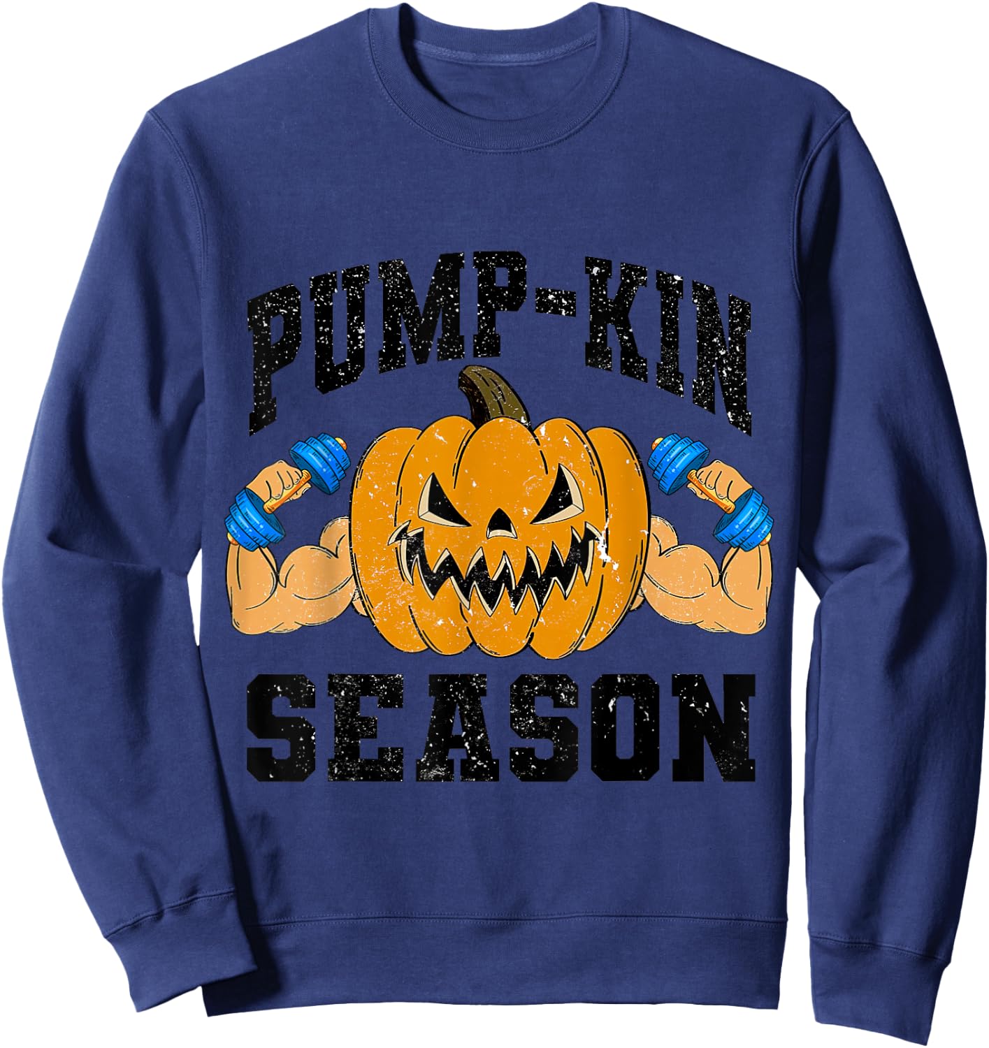 Funny Halloween Pumpkin Season Weightlifting Workout Gym Sweatshirt - Sweatshirt | Navy