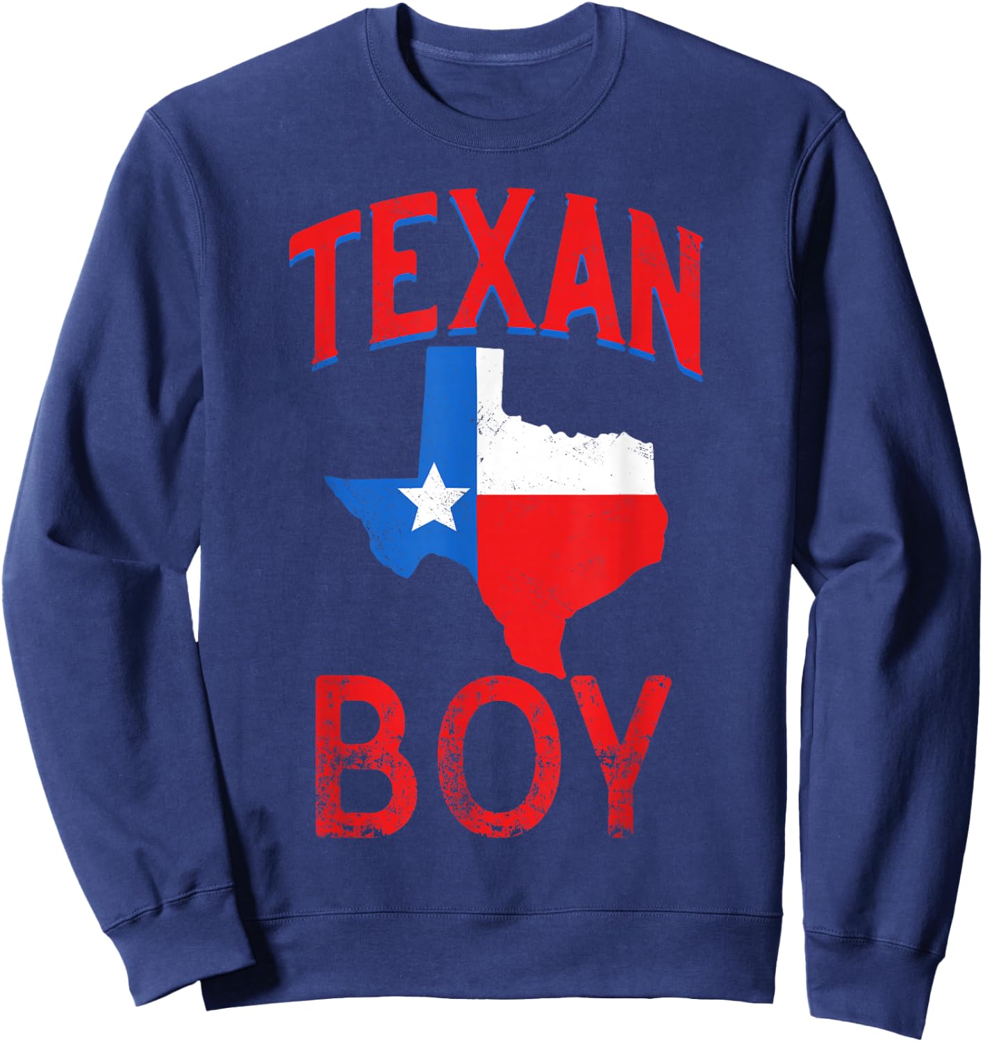 Texan Boy Proud Vintage Texas Flag Sweatshirt - Sweatshirt | Navy