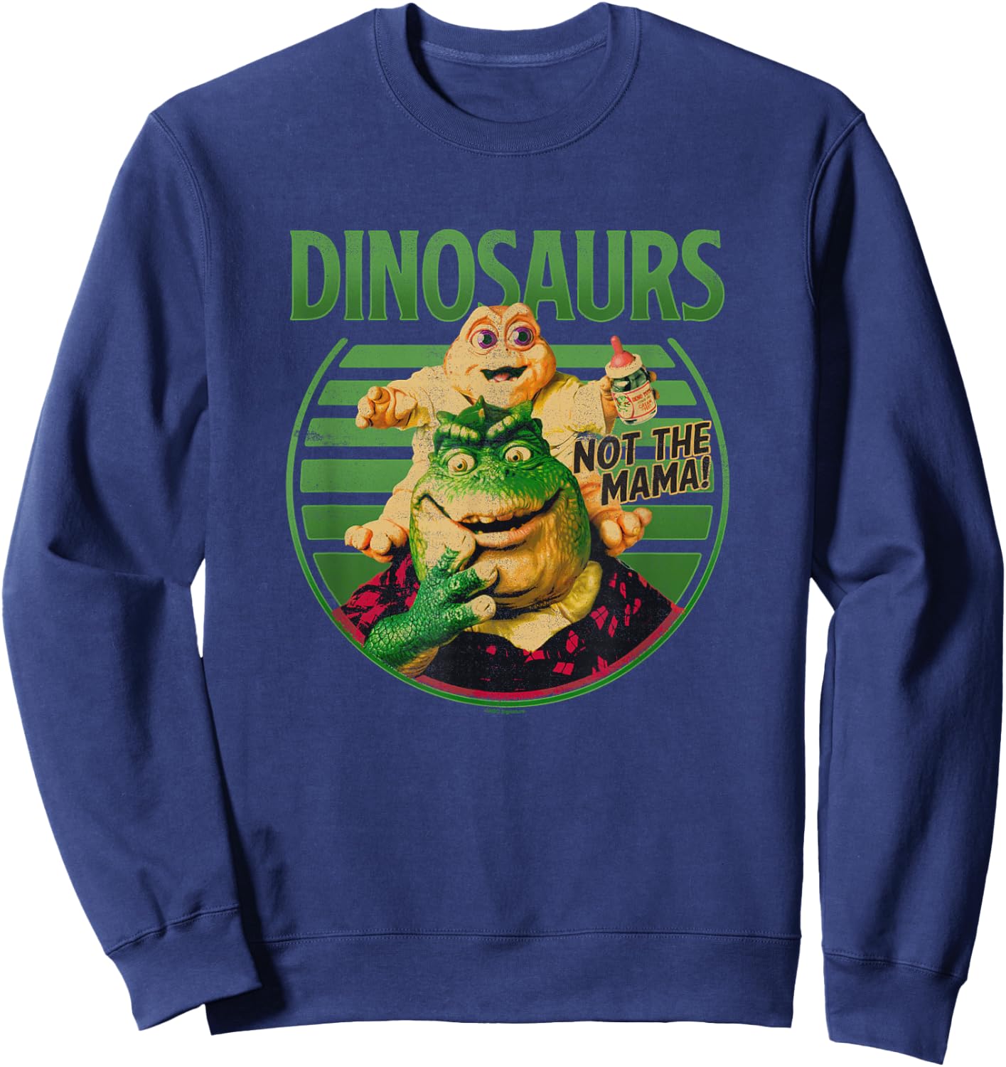 Dinosaurs Not The Mama! Baby & Earl Sinclair Big Retro Logo Sweatshirt - Sweatshirt | Navy
