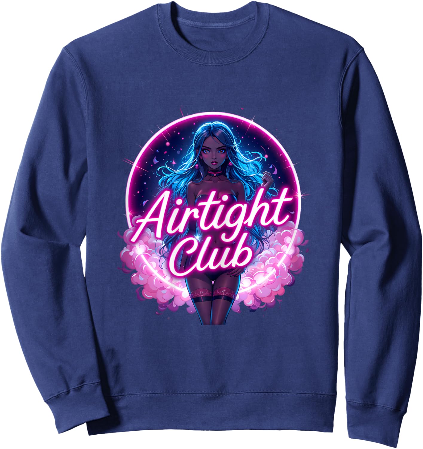 Airtight Club Swinger Lifestyle Naughty Adult Humor Graphic Sweatshirt - Sweatshirt | Navy
