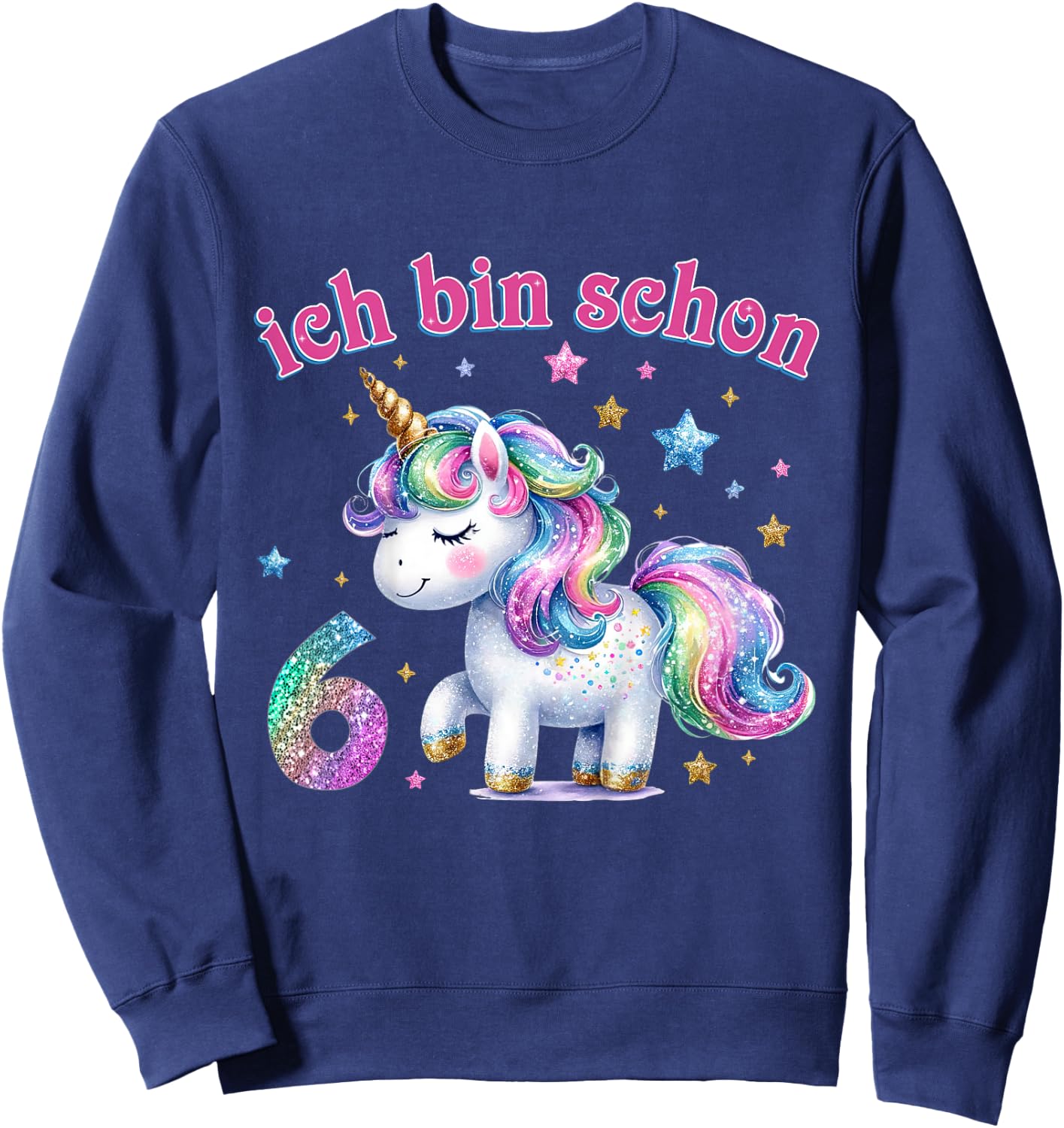 Children's 6th Birthday Girl Gifts 6 Years Old Unicorn Decorative , black Sweatshirt - Sweatshirt | Navy