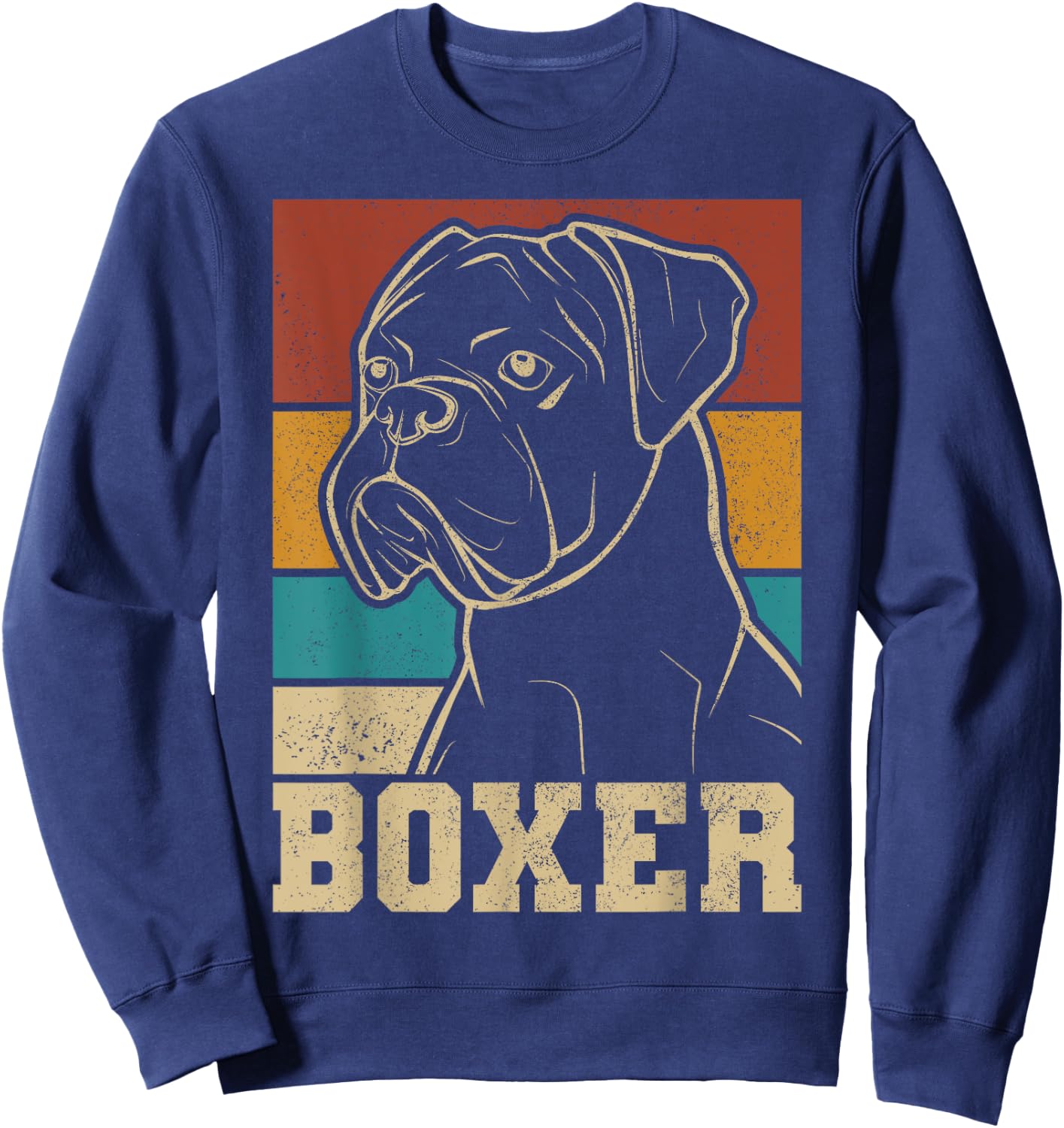 Dog Lover Dog Owner Retro Pet Animal Outfit Vintage Boxer Sweatshirt - Sweatshirt | Navy